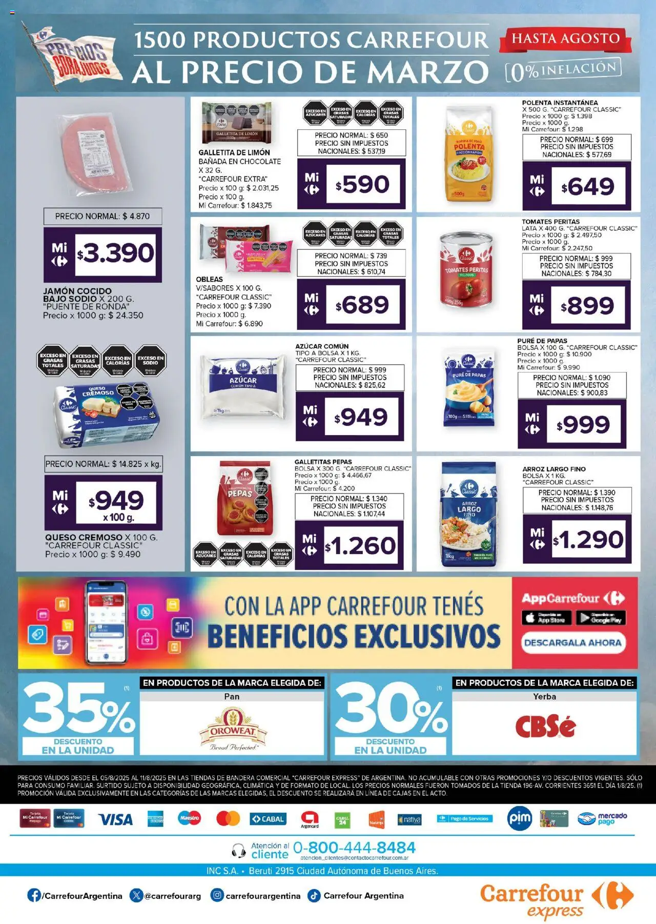 Carrefour ofertas Express │ válido desde el 05.08.2025 | Página: 3 | Productos: Galletitas, Azucar, Queso, Chocolate