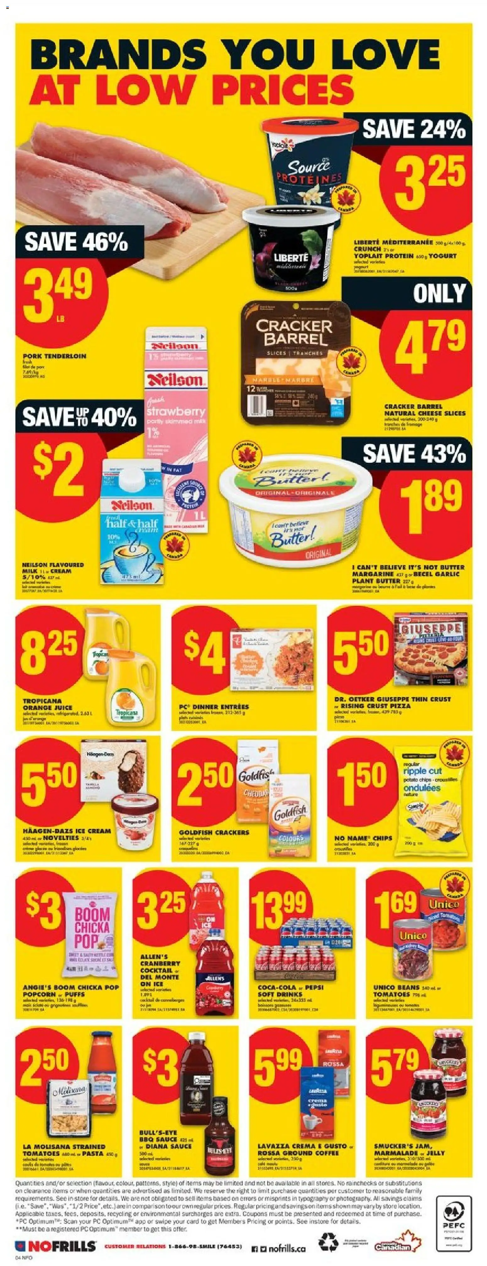 No Frills flyer valid from 12.03.2026 | Page: 4 | Products: Pasta, Milk, Pork, Tomatoes