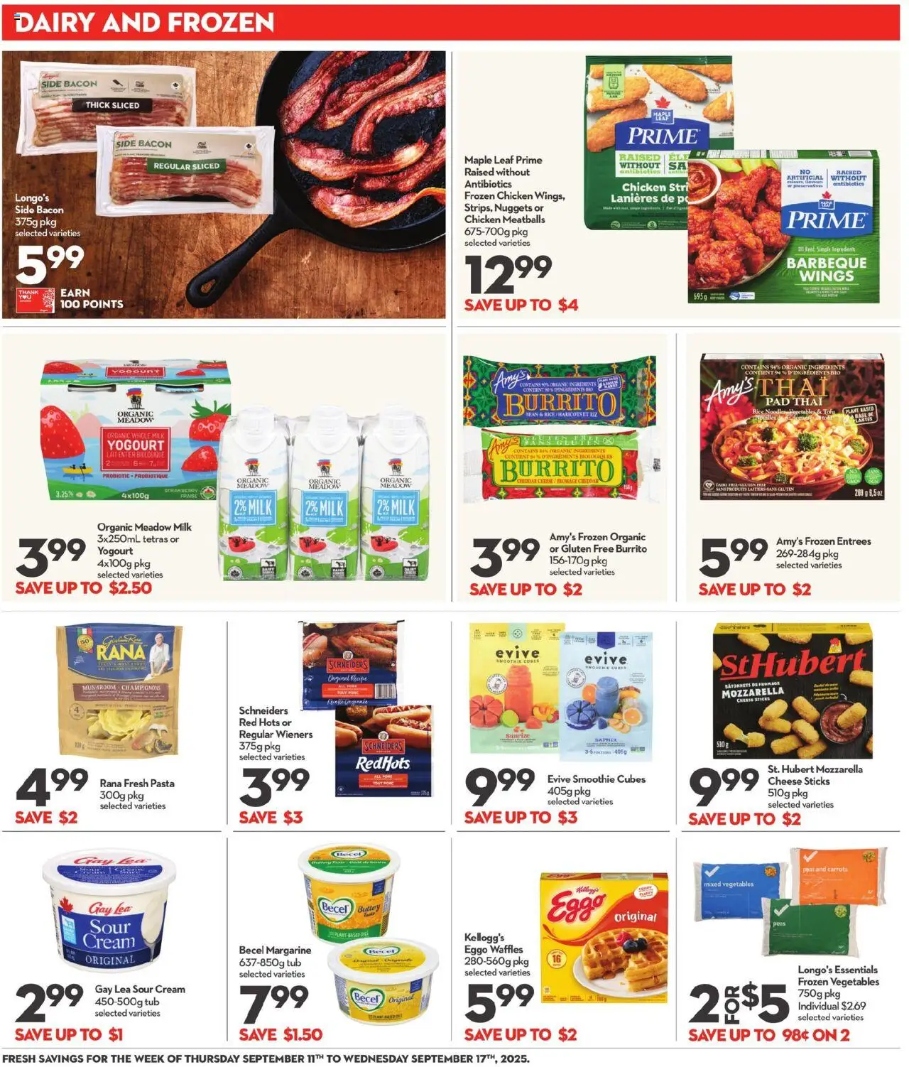 Longo's flyer valid from 11.09.2025 | Page: 12 | Products: Sour cream, Pasta, Milk, Cheese