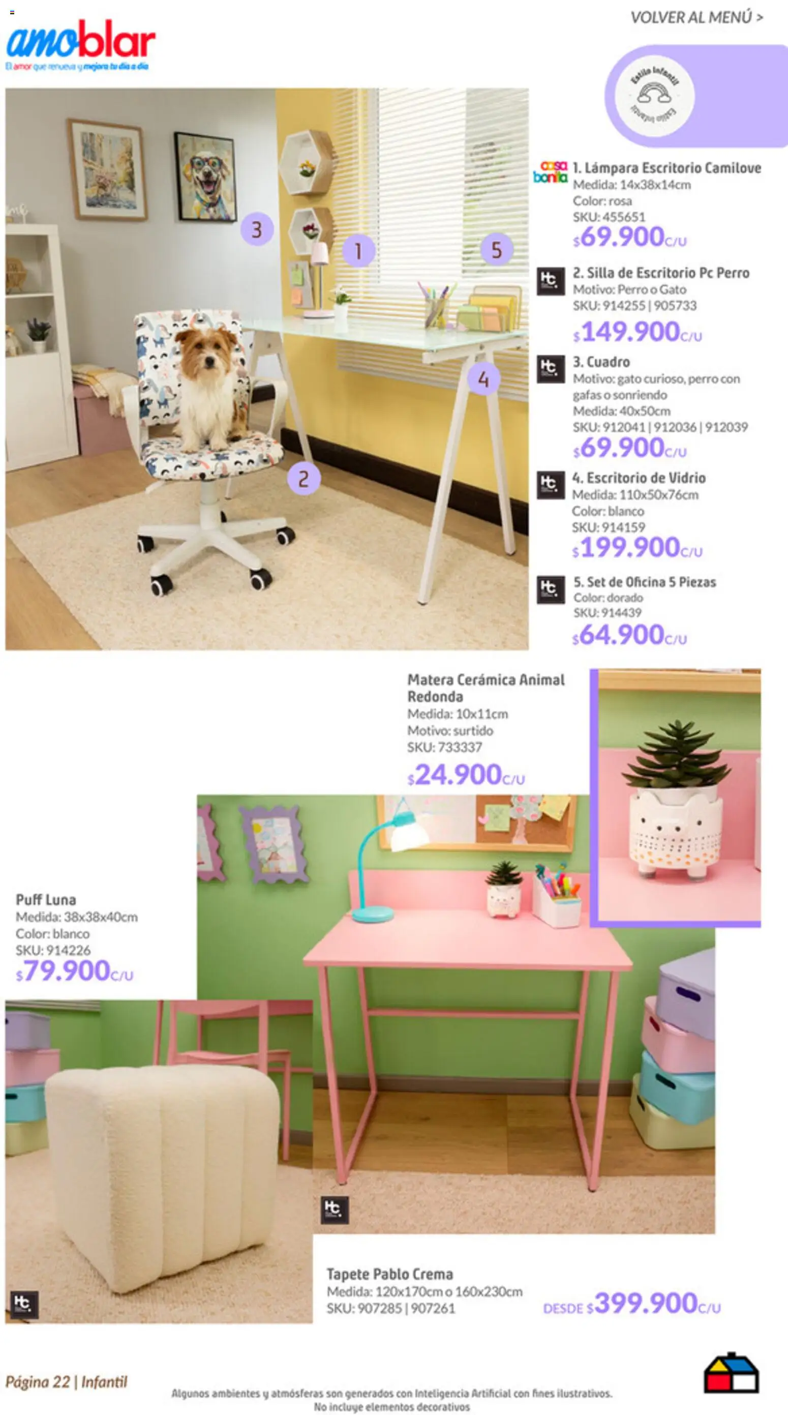 Homecenter revista - valida desde el 22.01.2026 | Página: 22 | Productos: Crema, Matera, Lámpara, Cuadro