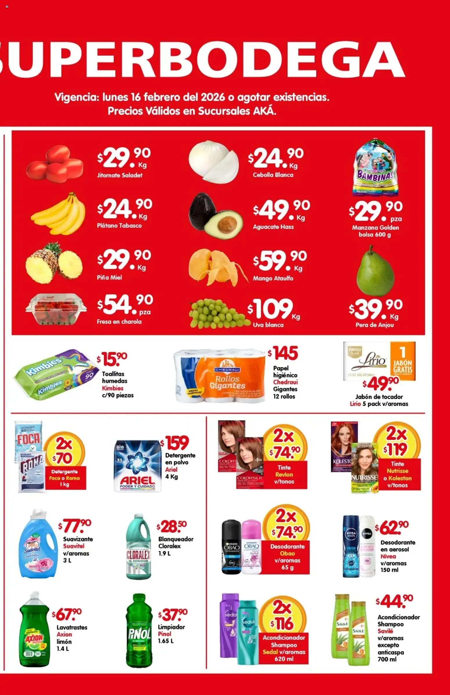Nuevas ofertas de Arteli válidas en toda la República Mexicana desde el 16.02.2026. ¡Encuentra las mejores ofertas en Arteli folleto Aká Superbodegas! | Página: 2 | Productos: Desodorante, Plátano, Aguacate, Uva