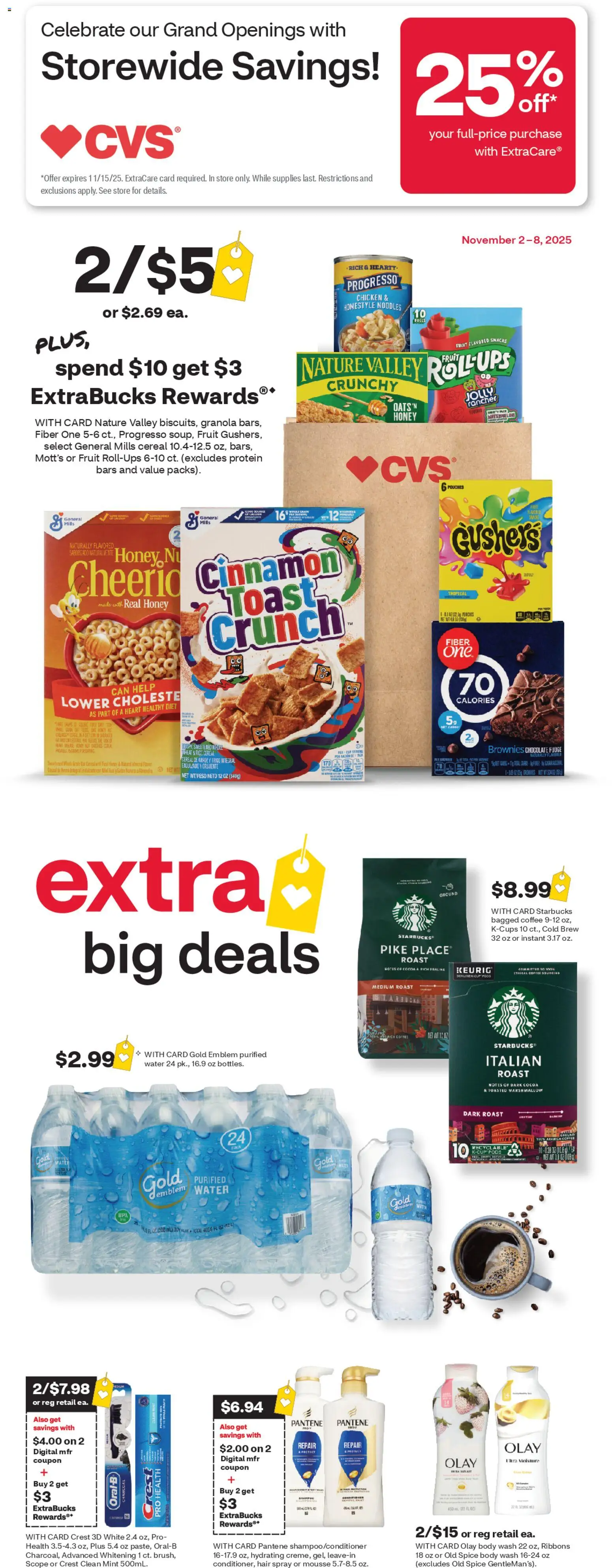 CVS Pharmacy Weekly Ad - WA - valid from 02.11.2025 | Page: 1 | Products: Chocolate, Rice, Body Wash, Water