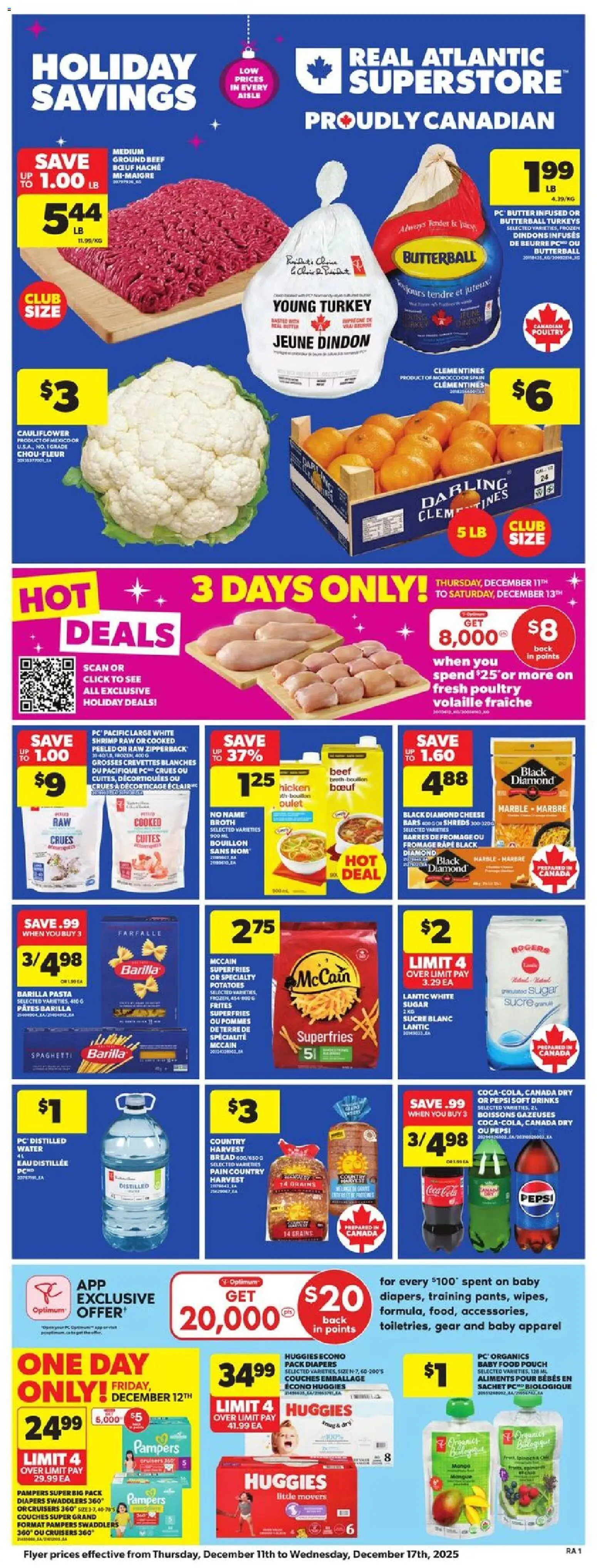 Atlantic Superstore flyer valid from 11.12.2025 | Page: 3 | Products: PC, Turkey, Potatoes, Cheese
