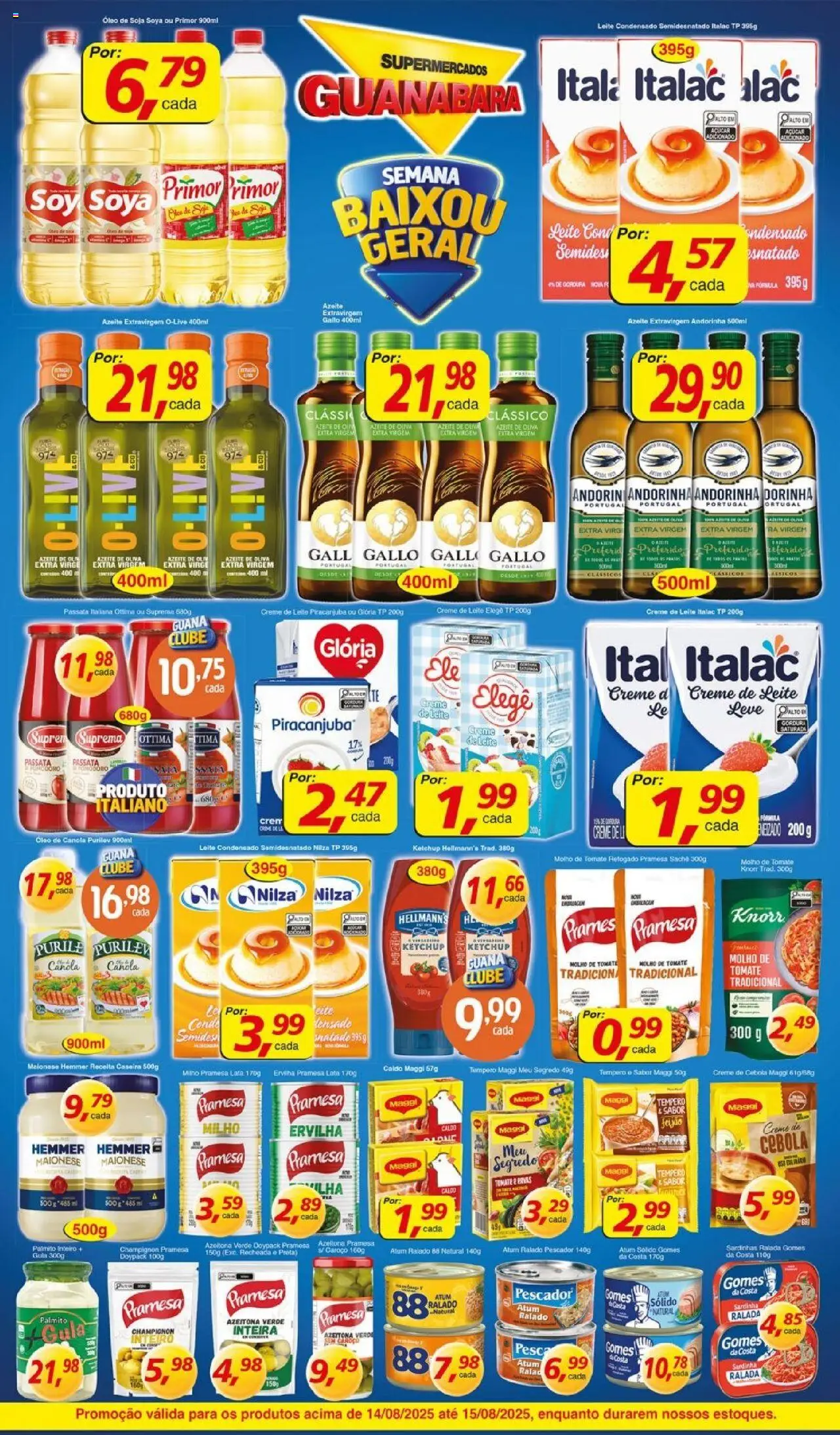 Supermercados Guanabara Folheto - válido de 14.08.2025 | Página: 3 | Produtos: Cebola, Palmito, Óleo, Açúcar