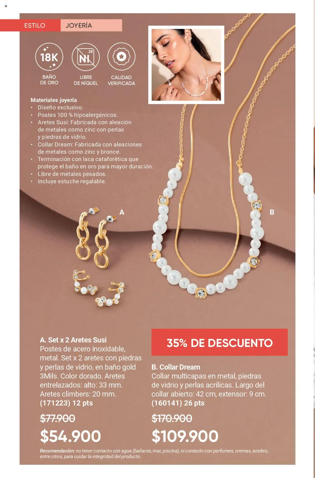 Avon revista - valida desde el 12.09.2025 | Página: 44 | Productos: Agua, Estuche, Aretes, Collar