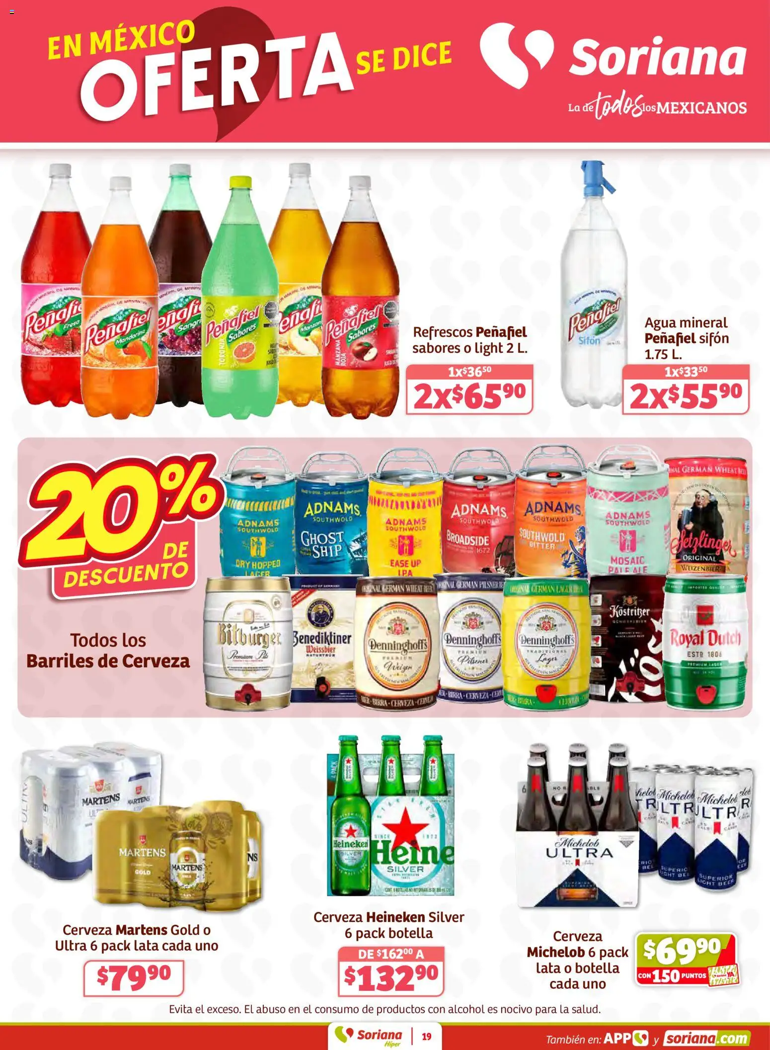 Nuevas ofertas de Soriana válidas en toda la República Mexicana desde el 27.02.2026. ¡Encuentra las mejores ofertas en Soriana Preciazazaso Híper: Frontera BCN, Son! | Página: 19 | Productos: Manzana, Agua, Cerveza, Botella