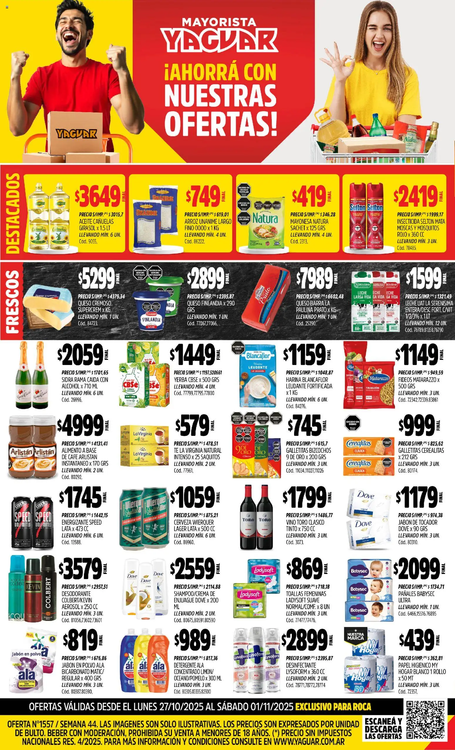 Yaguar - General Roca │ válido desde el 27.10.2025 | Página: 1 | Productos: Papel higiénico, Vino, Té, Pañales