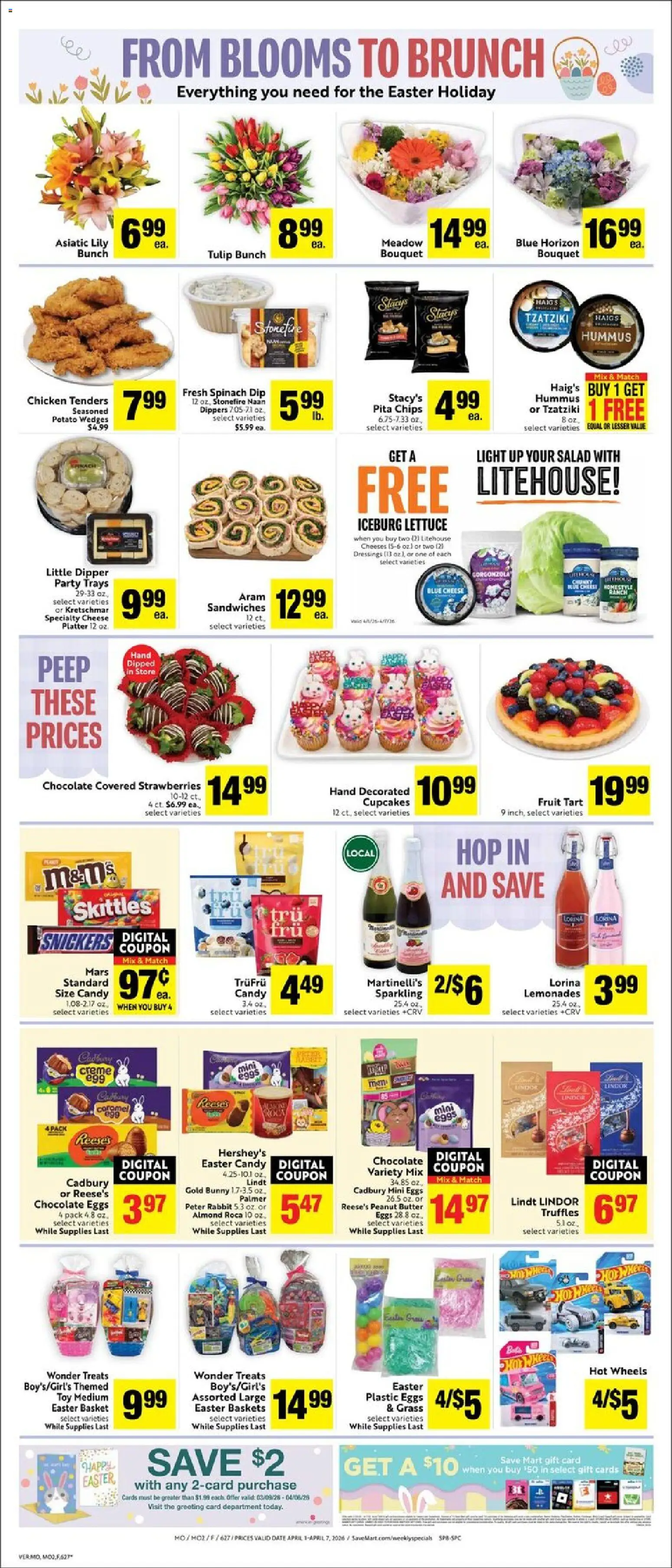 Save Mart Weekly - CA - valid from 01.04.2026 | Page: 6 | Products: Cheese, Eggs, Salad, Date