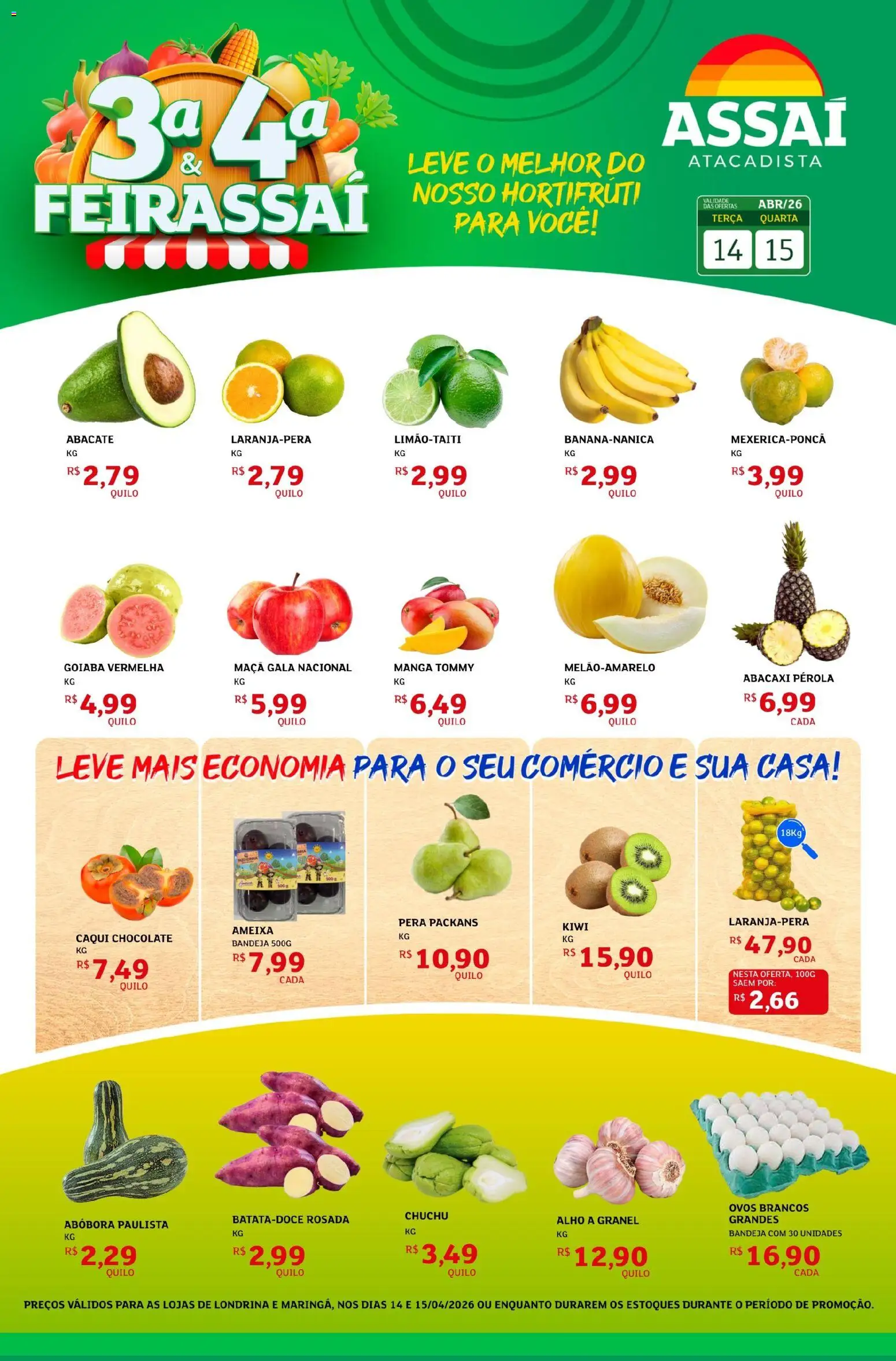 Assaí Atacadista Folheto - válido de 14.04.2026 | Página: 1 | Produtos: Caqui, Goiaba, Kiwi, Bandeja