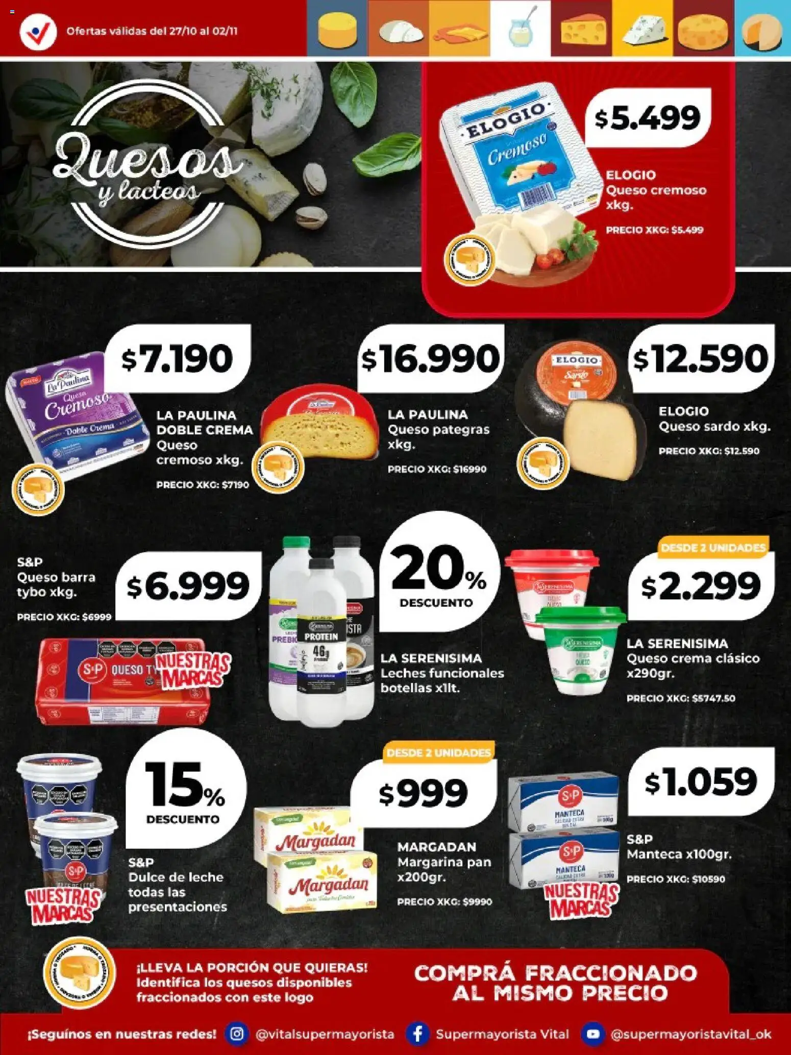 Vital - Especial de frescos - La Plata │ válido desde el 27.10.2025 | Página: 5 | Productos: Dulce de leche, Leche, Pan, Margarina