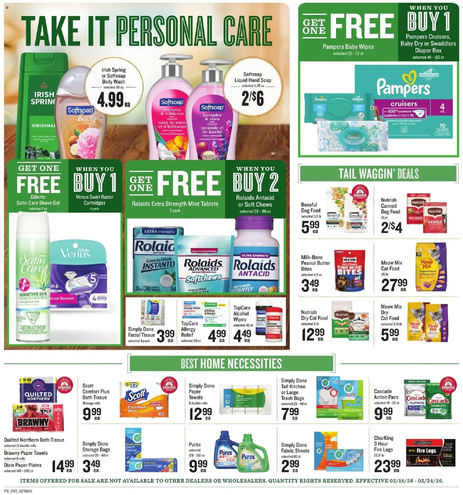 Lowes Foods Weekly Ad - SC - valid from 18.02.2026 | Page: 12 | Products: Bath, Butter, Shave Gel, Freezer