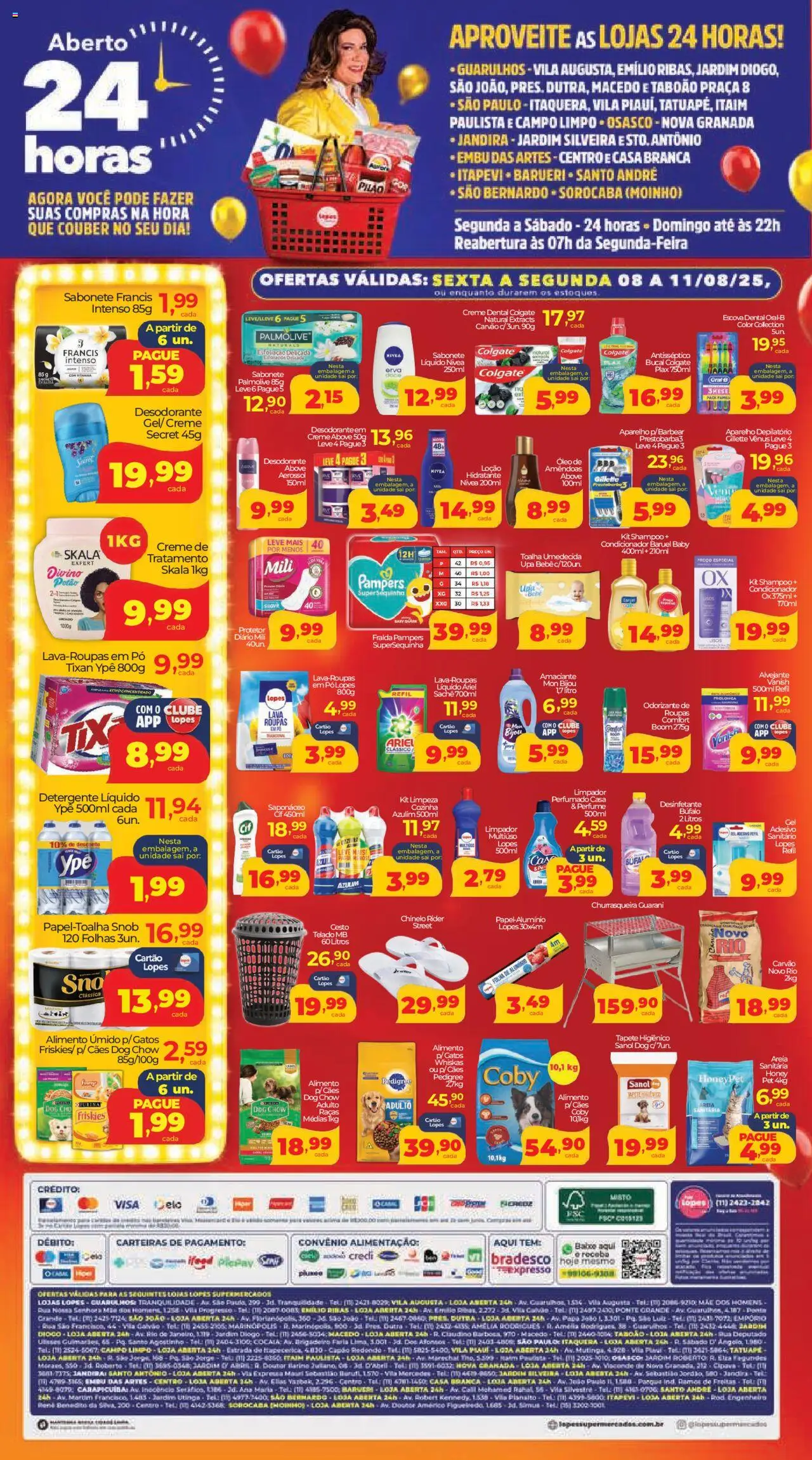 Lopes Supermercados Folheto - válido de 08.08.2025 | Página: 4 | Produtos: Areia, Roupas, Creme dental, Desinfetante