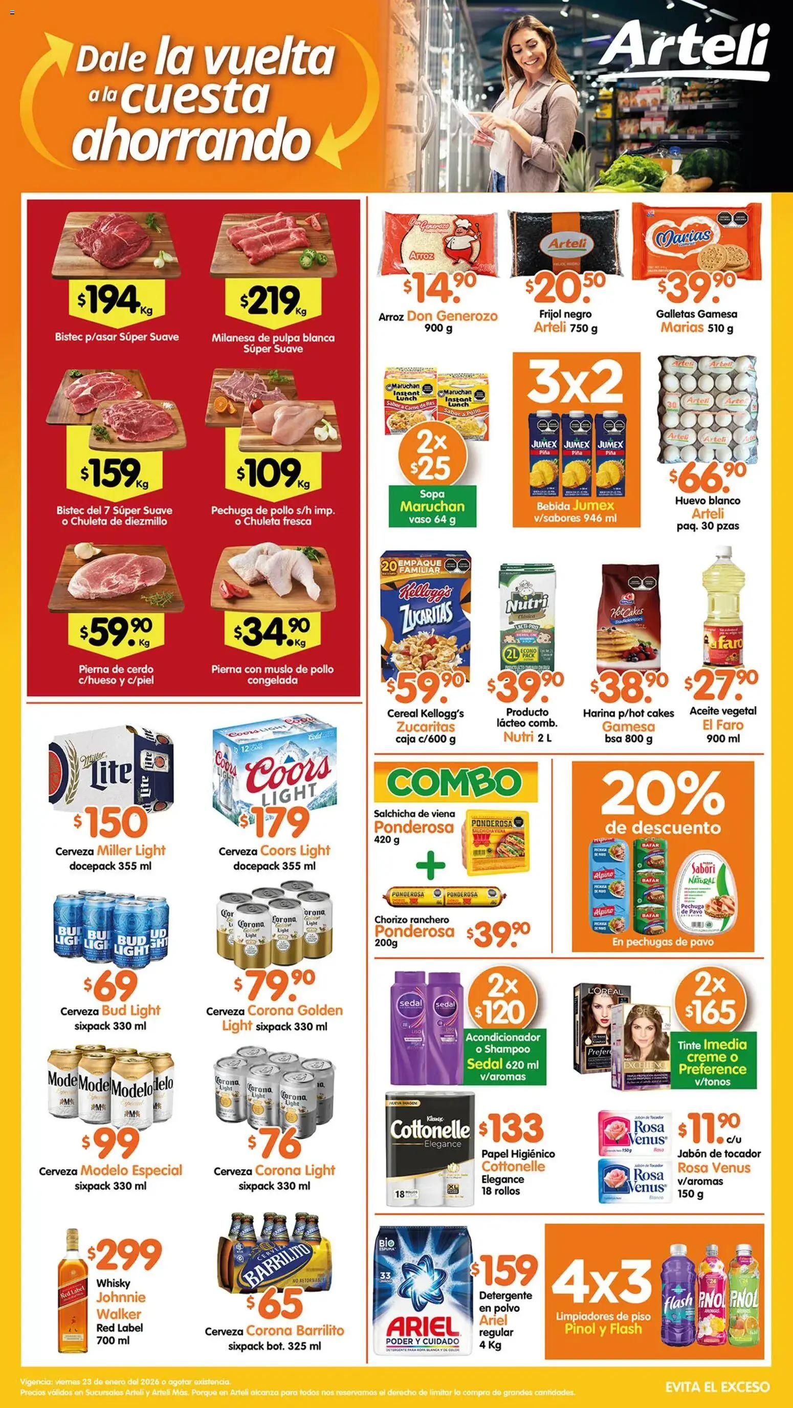 Nuevas ofertas de Arteli válidas en toda la República Mexicana desde el 23.01.2026. ¡Encuentra las mejores ofertas en Arteli folleto! | Página: 1 | Productos: Pollo, Harina, Res, Polvo