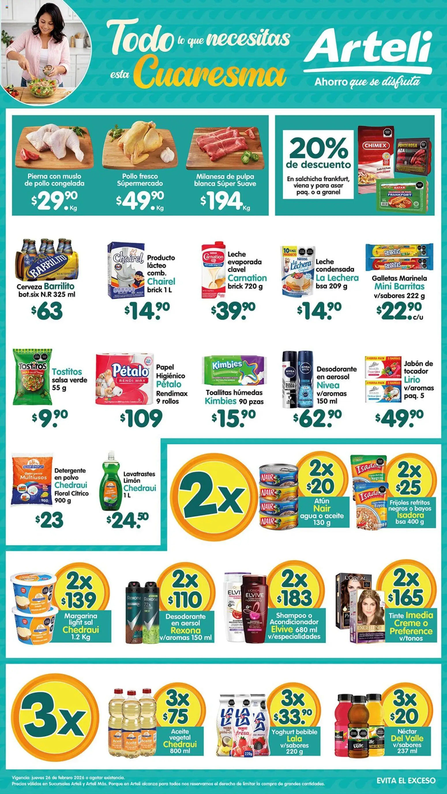 Nuevas ofertas de Arteli válidas en toda la República Mexicana desde el 26.02.2026. ¡Encuentra las mejores ofertas en Arteli folleto Tuxpan! | Página: 1 | Productos: Fresa, Sal, Polvo, Jabón