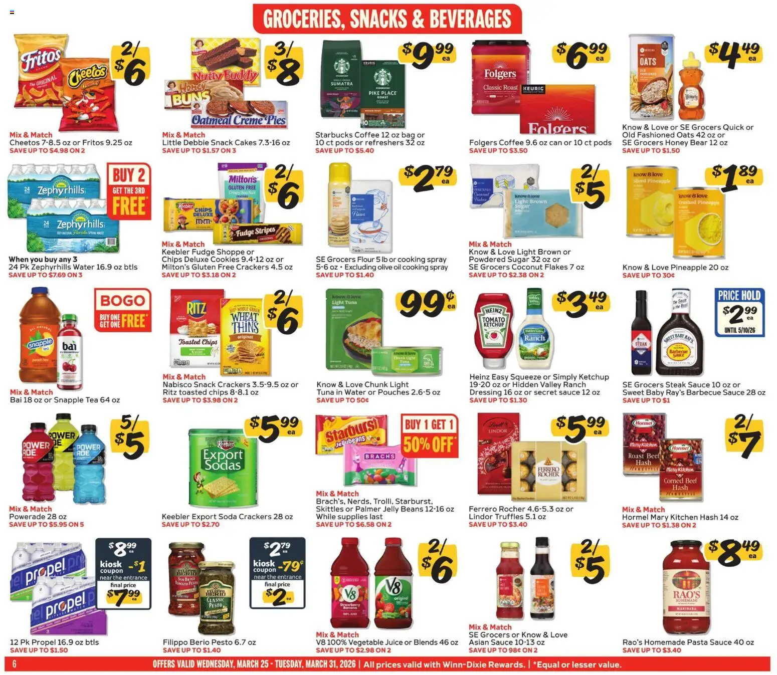 Winn Dixie Weekly Ad - valid from 25.03.2026 | Page: 6 | Products: Beef, Pineapple, Sugar, Bag
