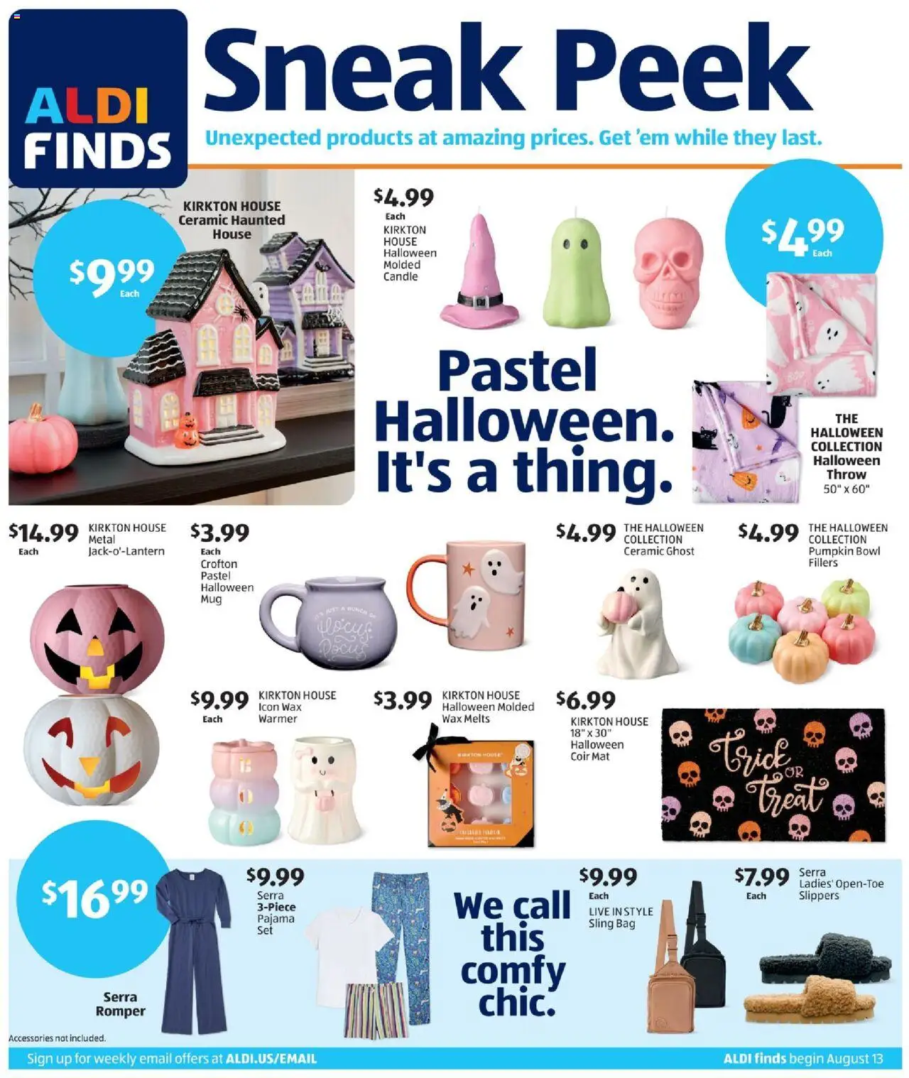 Aldi In Store Ad - valid from 13.08.2025 | Page: 1 | Products: Slippers, Pumpkin, Bag