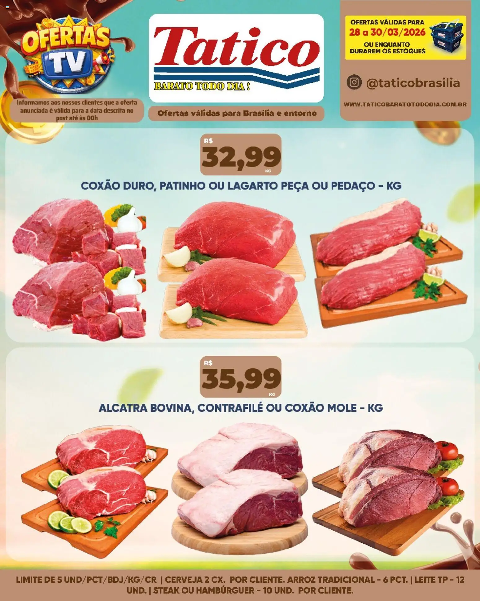Tatico Folheto - válido de 30.03.2026 | Página: 13 | Produtos: Alcatra, Leite, Cerveja, Arroz