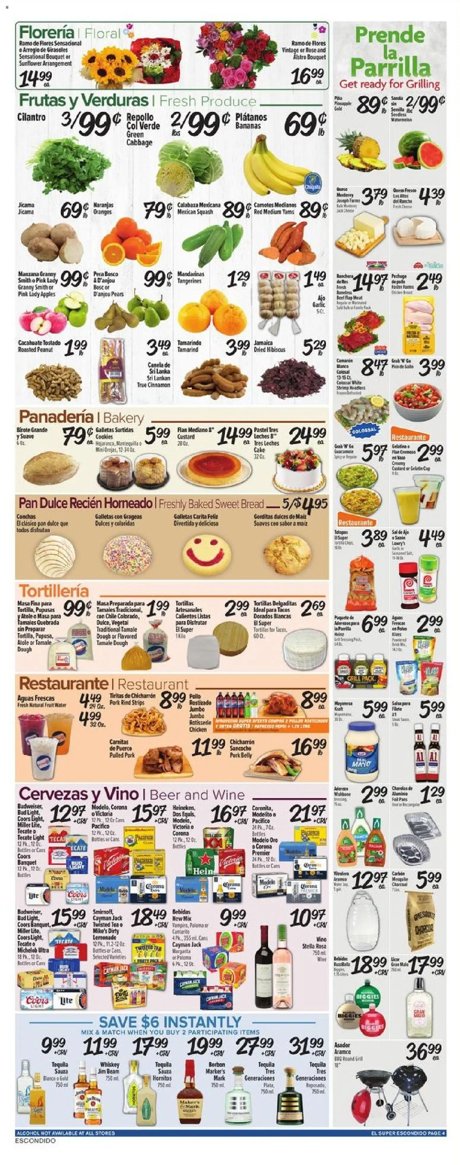 El Super Weekly Ad - CA - valid from 22.04.2026 | Page: 4 | Products: Squash, Oranges, Tea, Cabbage