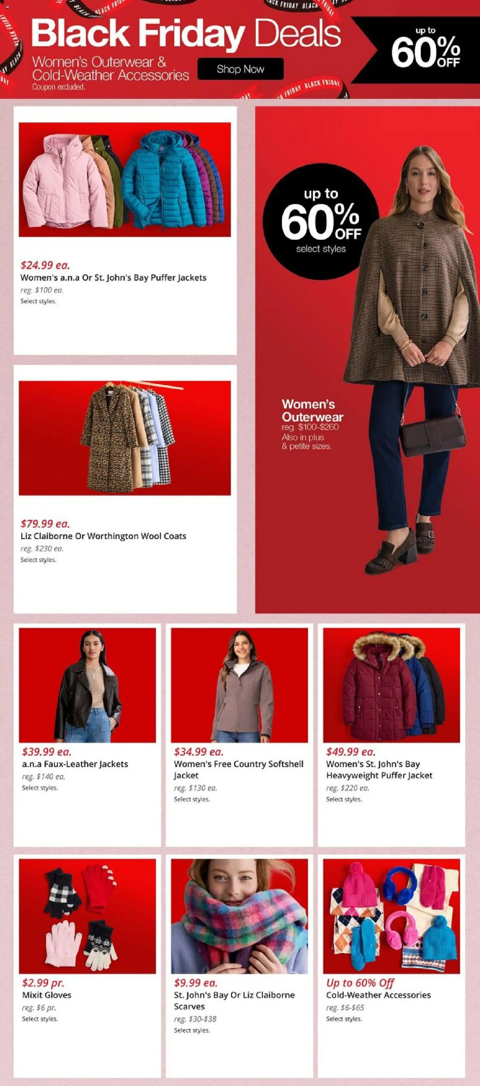 JCPenney Black Friday Women´s Deals - valid from 07.11.2025 | Page: 5 | Products: Jacket, Gloves