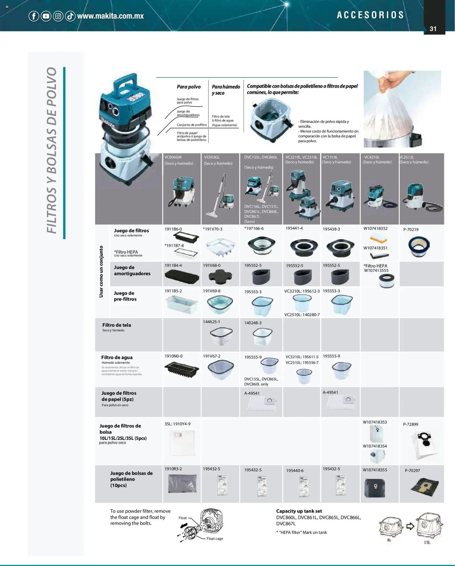 Nuevas ofertas de Makita válidas en toda la República Mexicana desde el 01.12.2025. ¡Encuentra las mejores ofertas en Makita catálogo Aspiradoras! | Página: 31 | Productos: Bolsa, Juego, Conjunto, Polvo