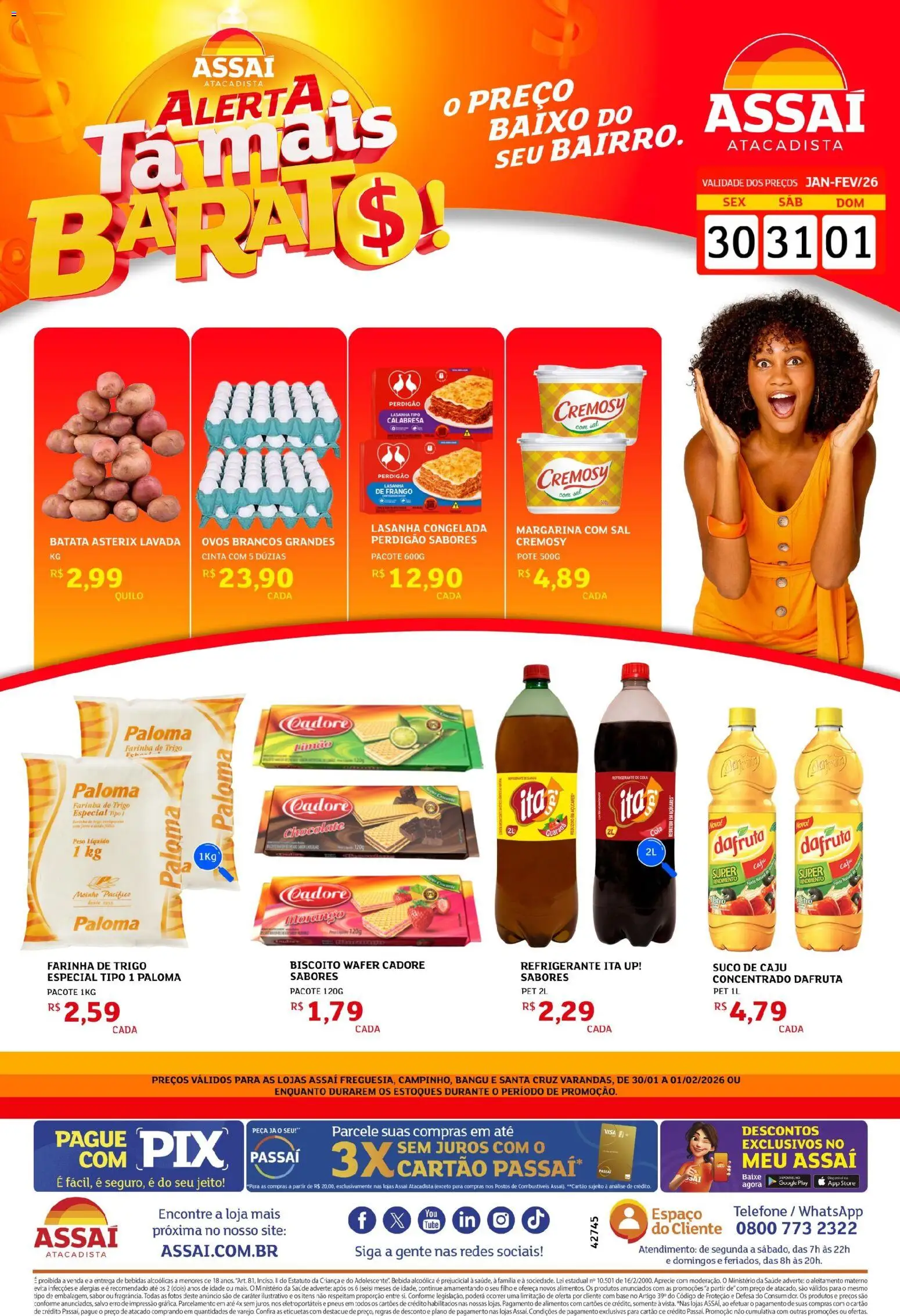 Assaí Atacadista Folheto - válido de 30.01.2026 | Página: 1 | Produtos: Caju, Chocolate, Lasanha, Sal