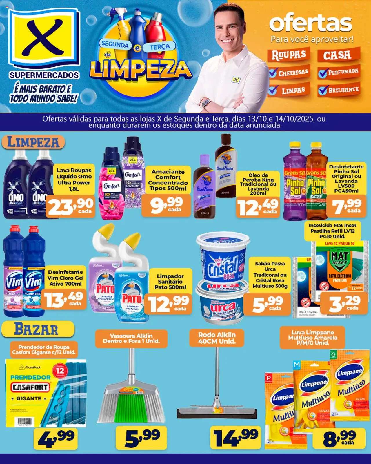 X Supermercados Folheto - válido de 13.10.2025 | Página: 1 | Produtos: Cloro, Óleo, Roupas, Luvas