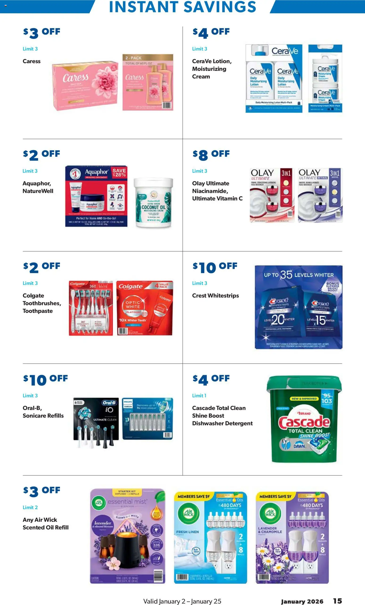 Sam's Club Instant Savings Book January - valid from 02.01.2026 | Page: 15 | Products: Toothpaste, Detergent, Cream, Dishwasher