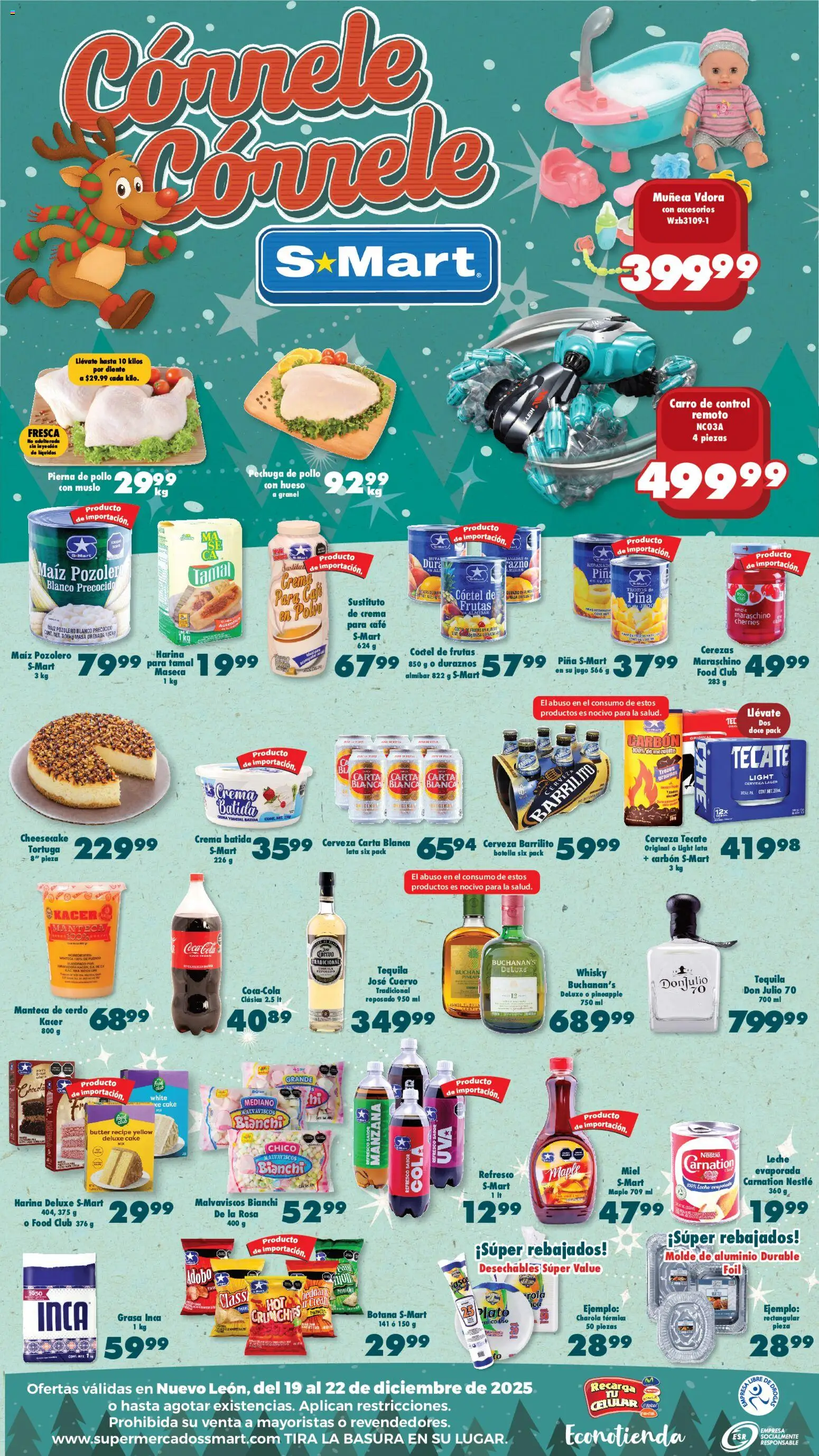Nuevas ofertas de S-Mart válidas en toda la República Mexicana desde el 19.12.2025. ¡Encuentra las mejores ofertas en S-Mart folleto Monterrey! | Página: 2 | Productos: Harina, Manzana, Piña, Botella