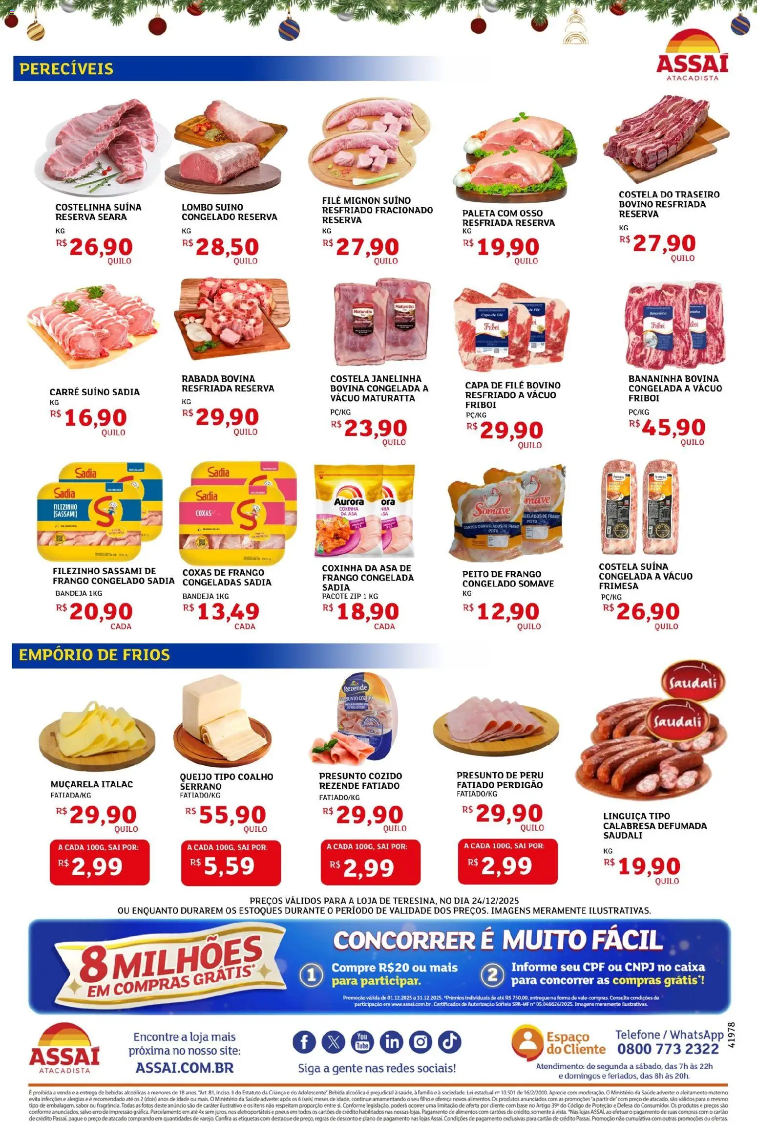 Assaí Atacadista Folheto - válido de 24.12.2025 | Página: 2 | Produtos: Linguiça, Presunto, Bebida, Peito de frango