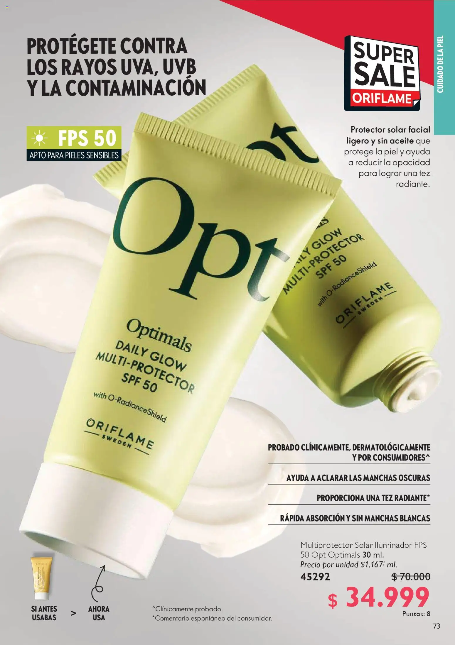 Oriflame revista - valida desde el 25.10.2025 | Página: 73 | Productos: Iluminador, Protector solar, Aceite