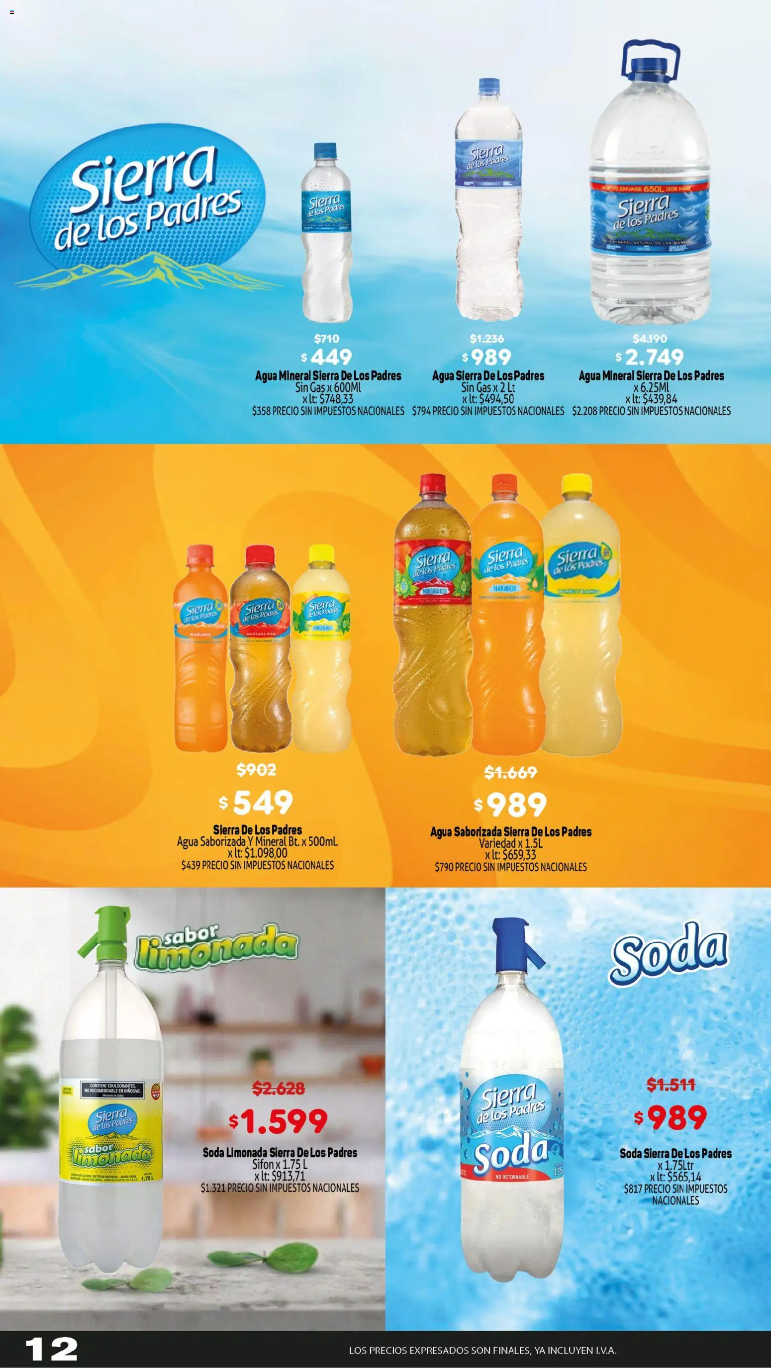 Makro ofertas │ válido desde el 16.04.2026 | Página: 12 | Productos: Soda, Agua, Agua saborizada, Sierra