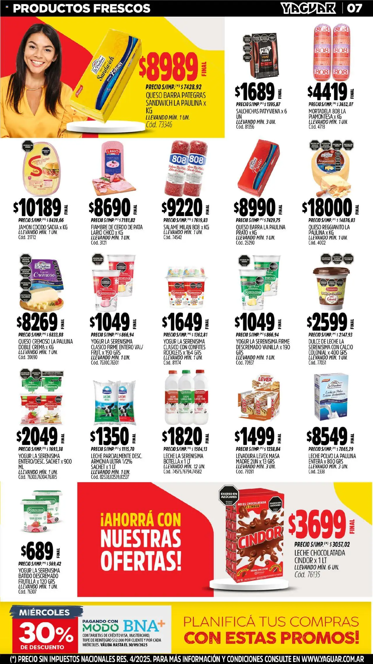 Yaguar - General Roca │ válido desde el 08.09.2025 | Página: 9 | Productos: Mortadela, Dulce de leche, Queso, Cerdo