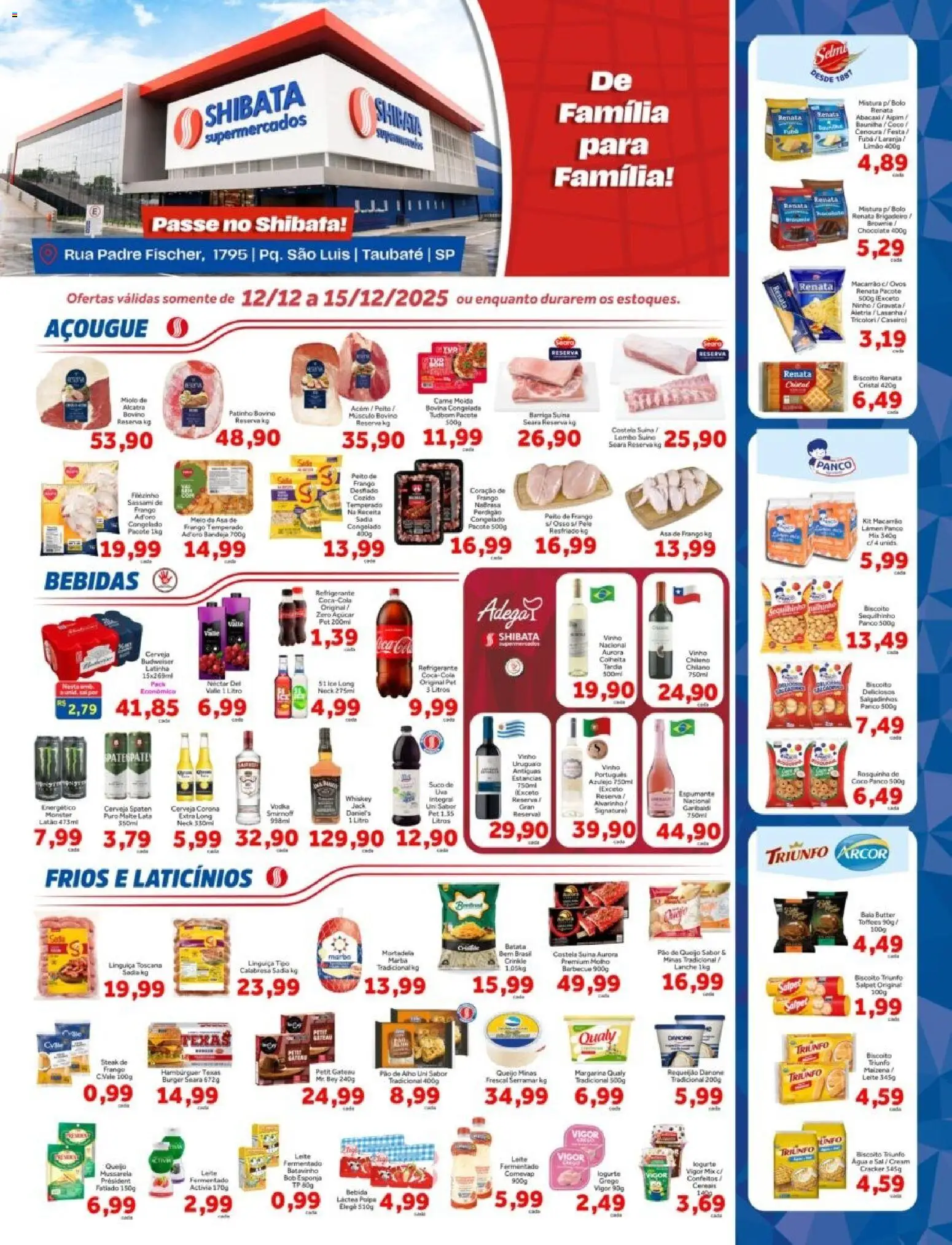 Shibata Folheto - válido de 12.12.2025 | Página: 1 | Produtos: Biscoito, Bolo, Frango, Margarina