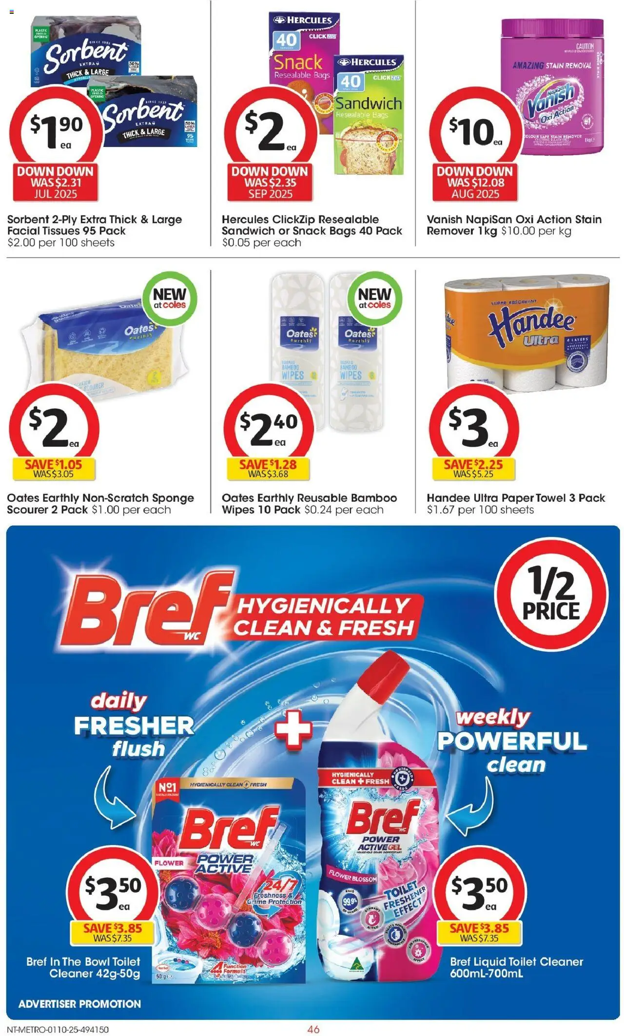 Coles catalogue - valid from 01.10.2025 | Page: 46 | Products: Toilet, Stain remover, Sponge, Safe