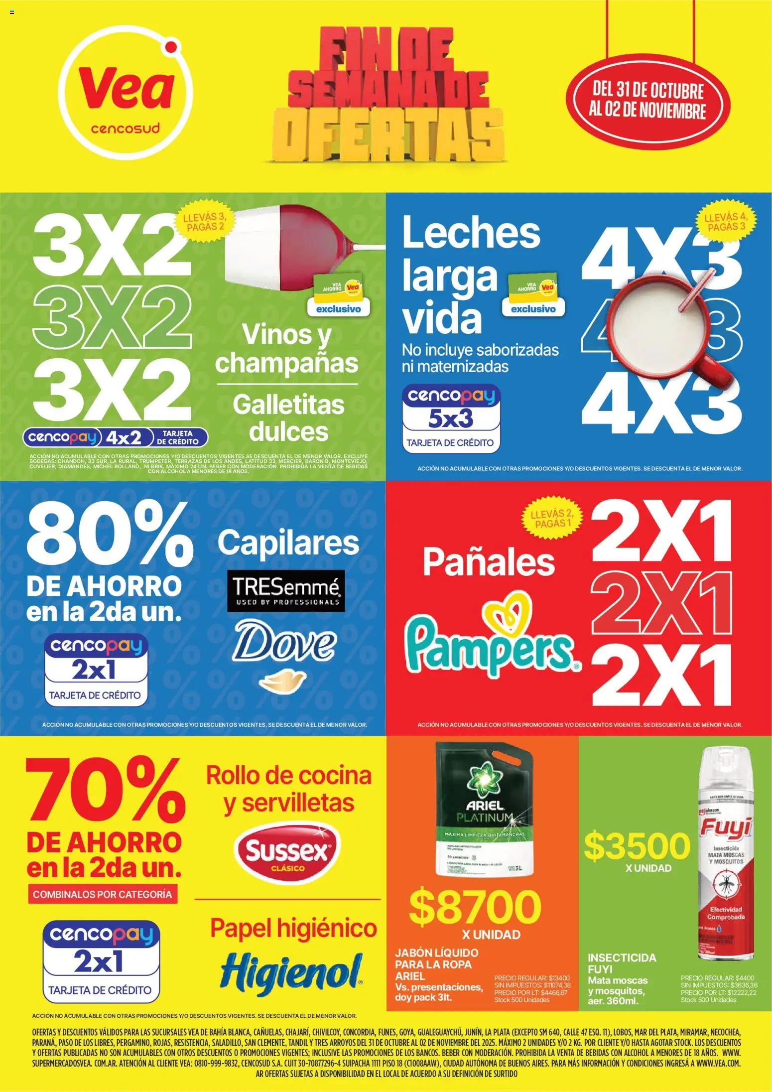 Vea - Oferta fin de semana │ válido desde el 31.10.2025 | Página: 1 | Productos: Papel higiénico, Quitamanchas, Ropa, Pañales