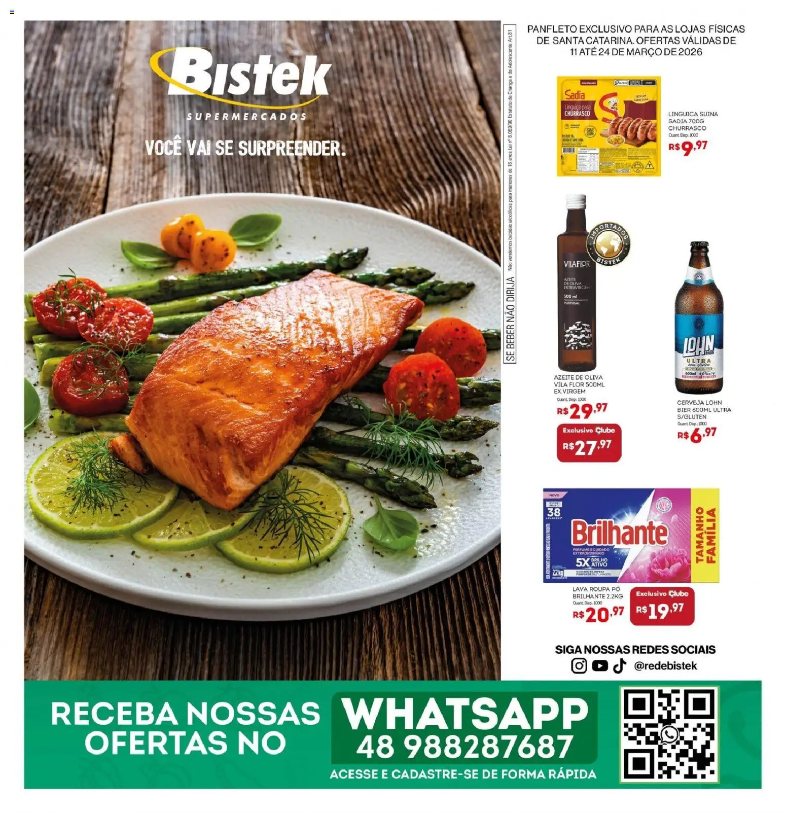 Bistek Supermercados Folheto - válido de 11.03.2026 | Página: 1 | Produtos: Perfume, Pó, Cerveja, Azeite