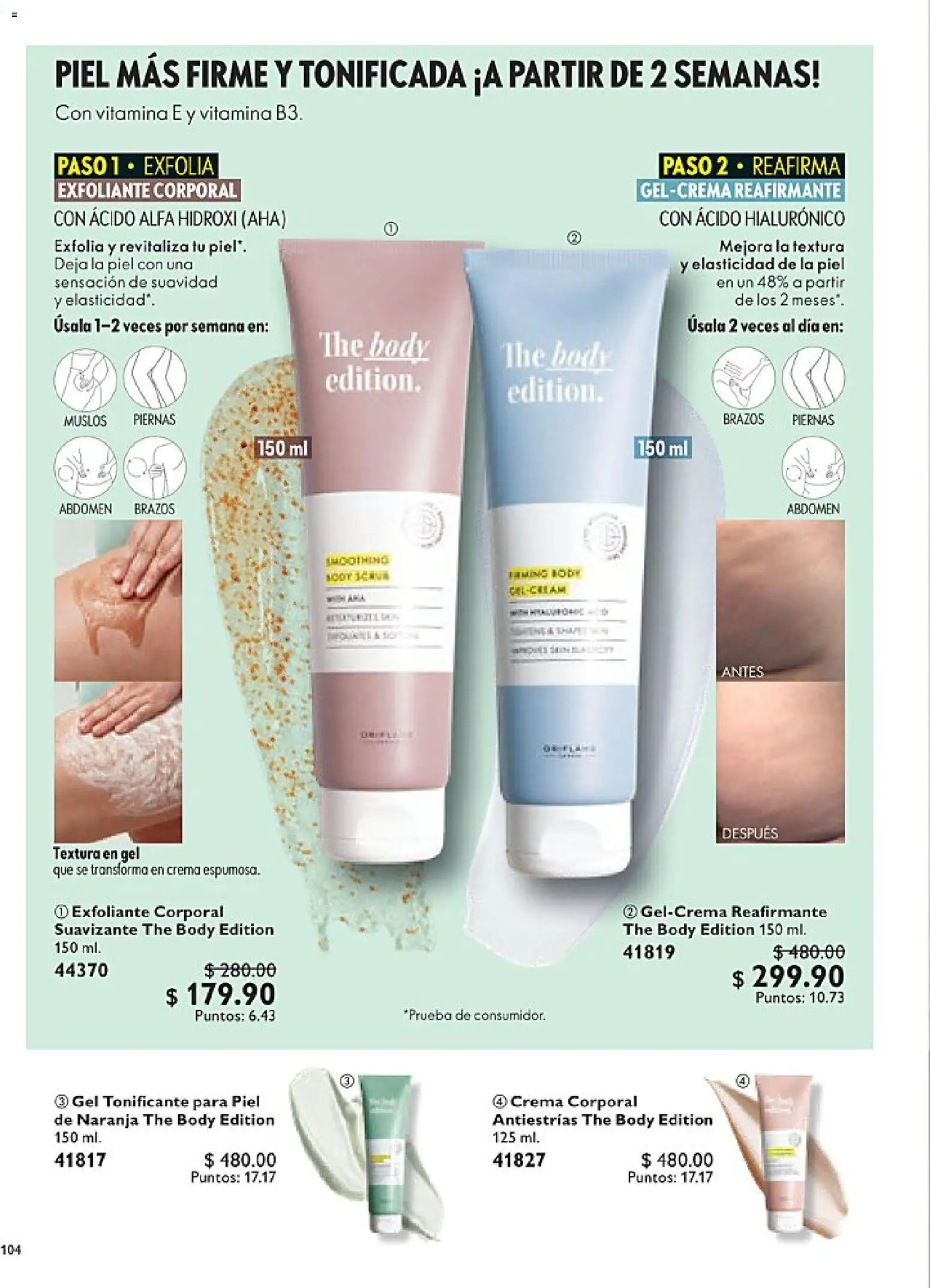 Nuevas ofertas de Oriflame válidas en toda la República Mexicana desde el 24.01.2026. ¡Encuentra las mejores ofertas en Oriflame campaña 2 2026! | Página: 104 | Productos: Crema, Exfoliante corporal, Suavizante, Body