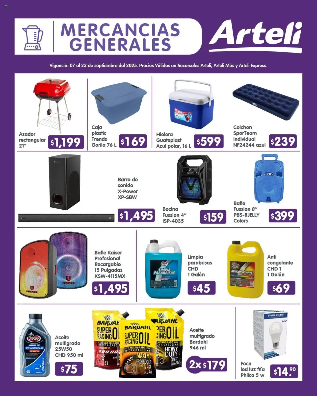 Nuevas ofertas de Arteli válidas en toda la República Mexicana desde el 07.09.2025. ¡Encuentra las mejores ofertas en Arteli - Folleto Quincenal! | Página: 16 | Productos: Bocina, Barra, Colchón, Caja