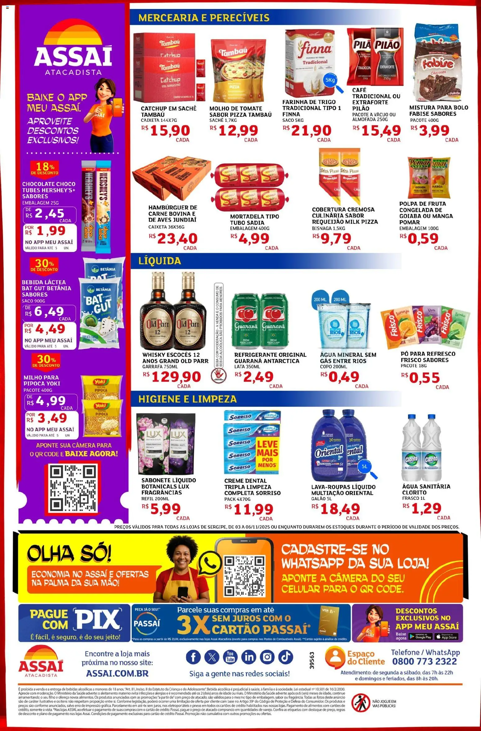 Assaí Atacadista Folheto - válido de 03.11.2025 | Página: 2 | Produtos: Whisky, Farinha de trigo, Roupas, Câmera