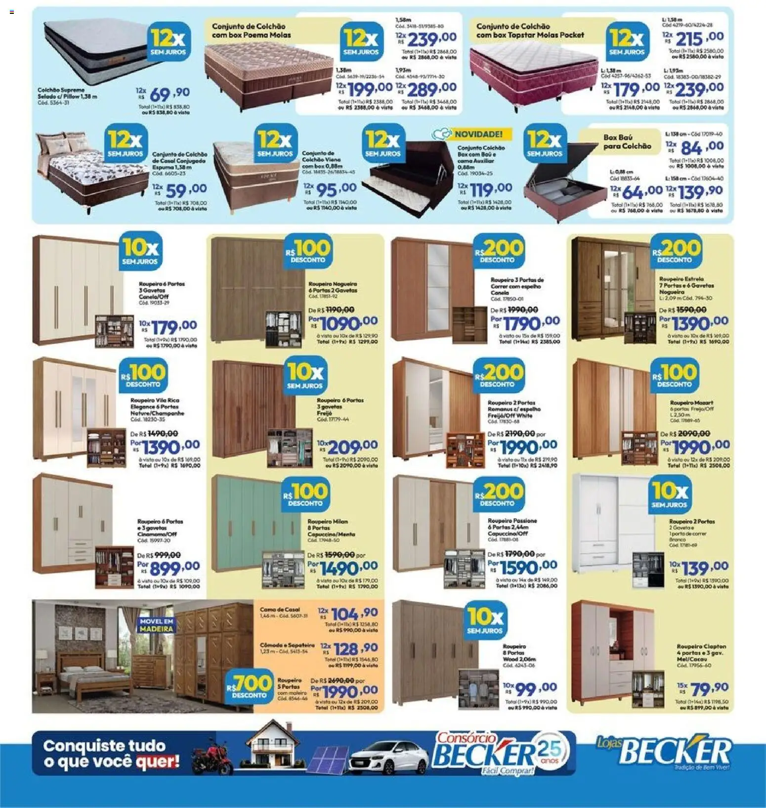 Lojas Becker Folheto - válido de 01.03.2026 | Página: 11 | Produtos: Sapateira, Cama, Cômoda, Espelho