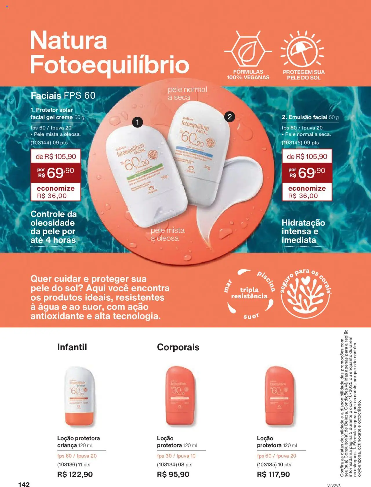 Natura Folheto - válido de 05.06.2025 | Página: 142 | Produtos: Protetor solar, Creme, Piscina, Protetor solar facial