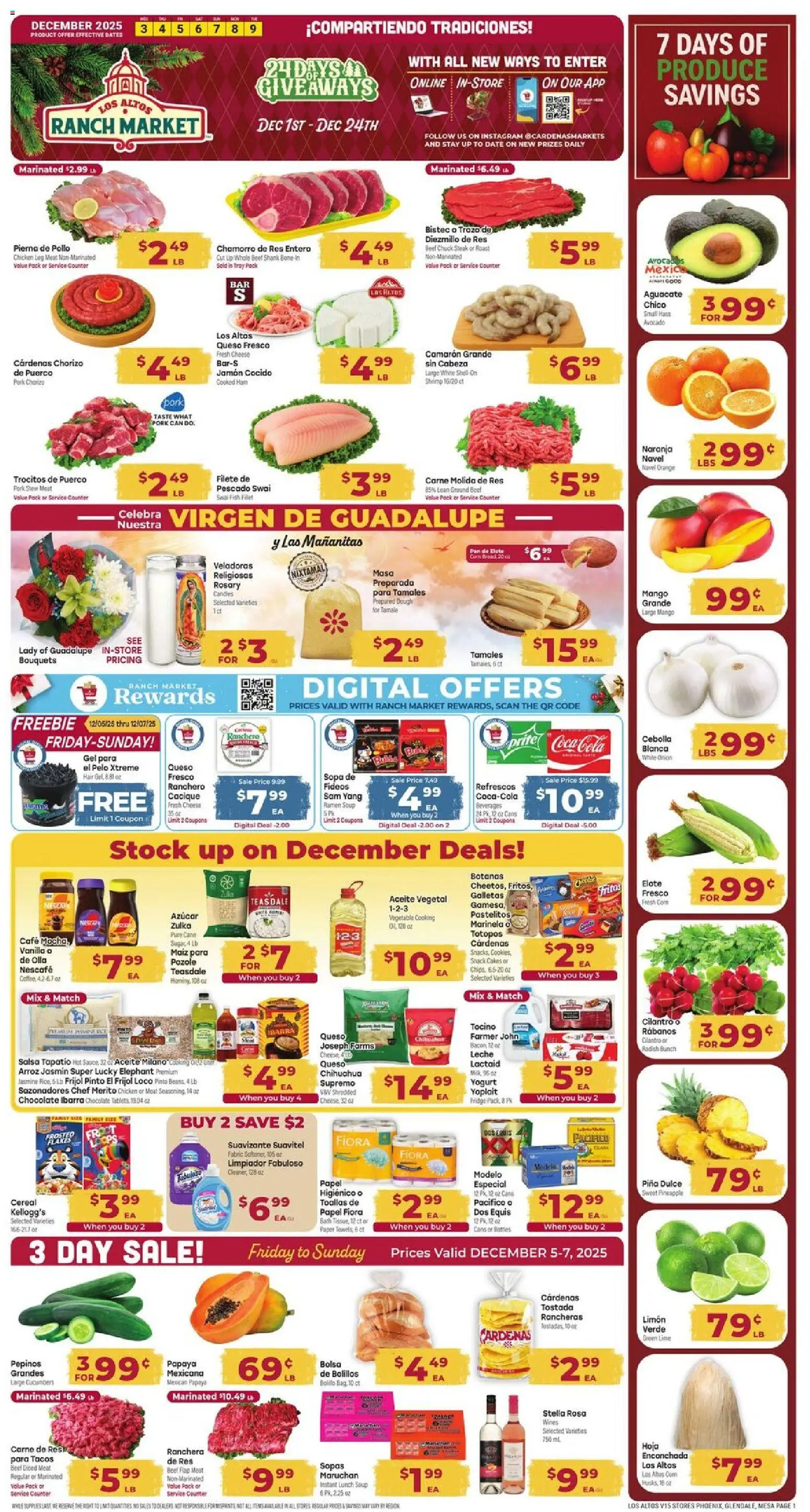 Cardenas Weekly Ad - AZ - valid from 03.12.2025 | Page: 1 | Products: Cheese, Yogurt, Ham, Onion
