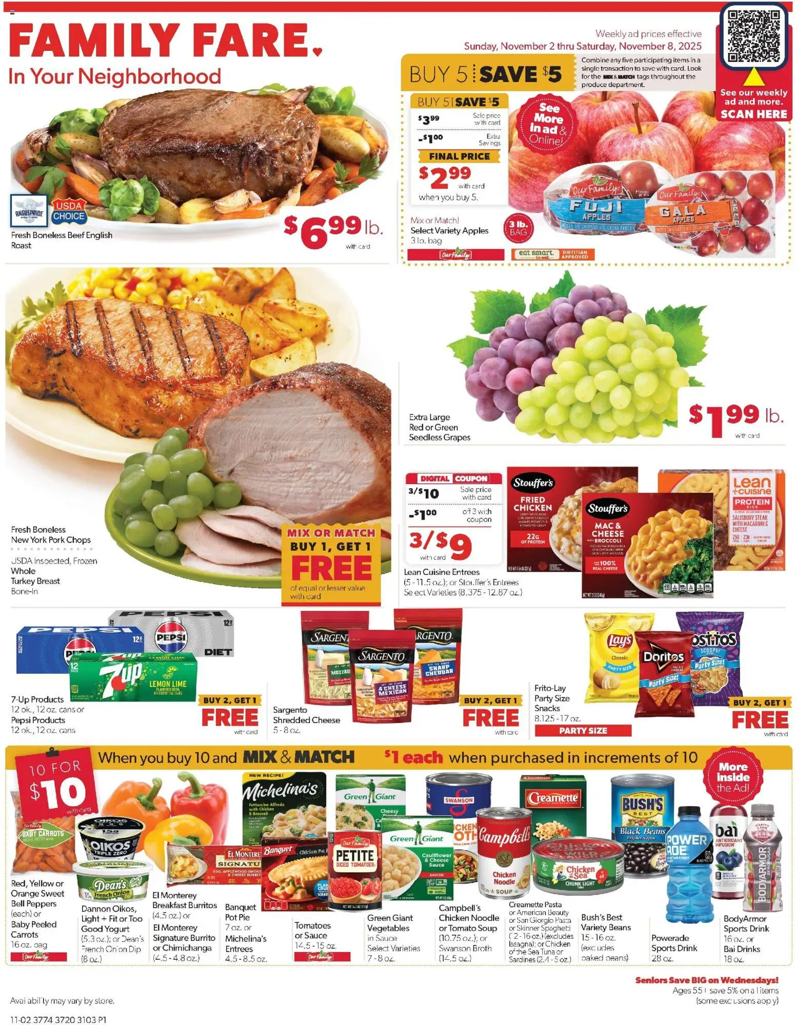 Family Fare Weekly Ad - NE - valid from 02.11.2025 | Page: 1 | Products: Broccoli, Peppers, Apples, Lime