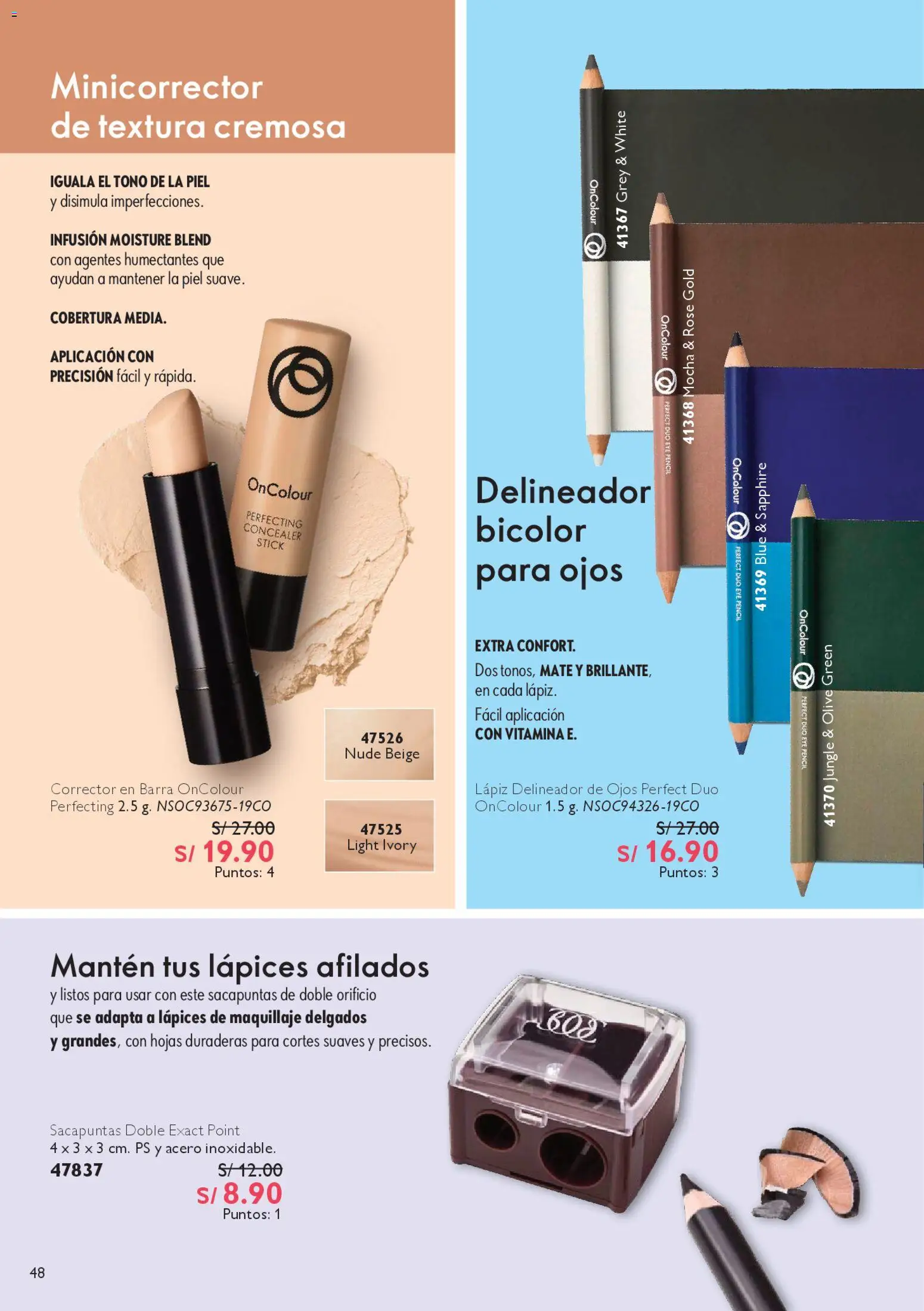 Catálogo Oriflame válido desde 27.12.2025 | Página: 48 | Productos: Delineador de ojos, Delineador, Sacapuntas, Corrector