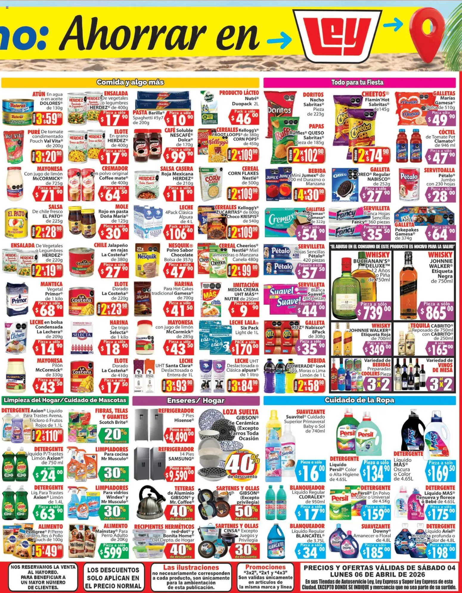Nuevas ofertas de Casa Ley válidas en toda la República Mexicana desde el 04.04.2026. ¡Encuentra las mejores ofertas en Casa Ley folleto Autoservicio La Paz, BCS! | Página: 4 | Productos: Refrigerador, Chocolate, Pasta, Suavizante
