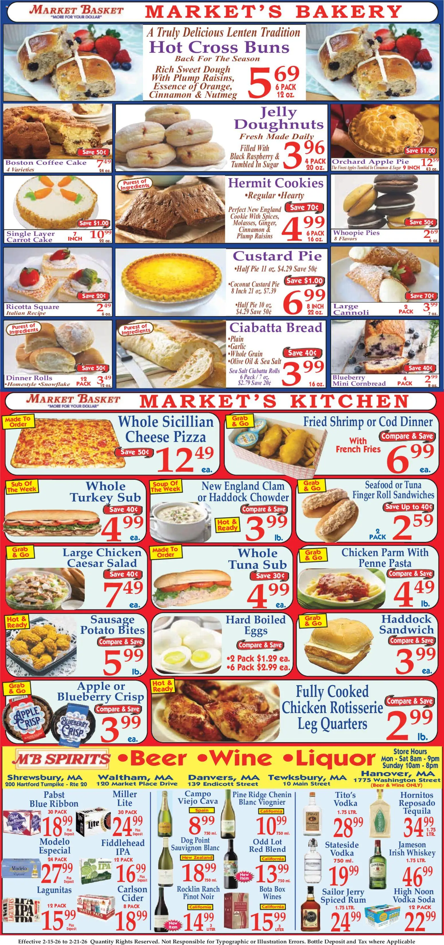 Market Basket Ad - valid from 15.02.2026 | Page: 8 | Products: Bread, Apples, Carrot, Whiskey