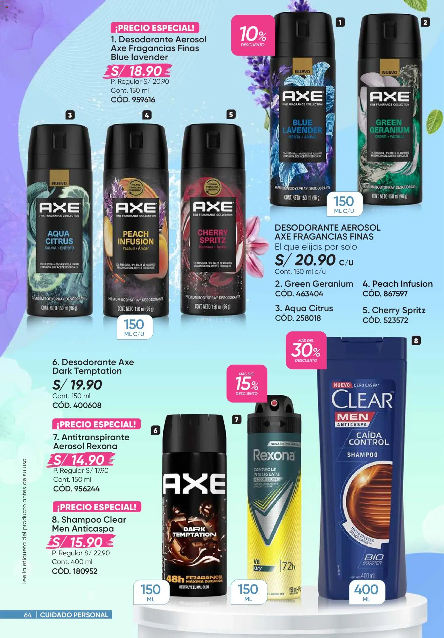 Catálogo Azzorti válido desde 14.04.2026 | Página: 64 | Productos: Shampoo, Desodorante, Antitranspirante, Fragancia