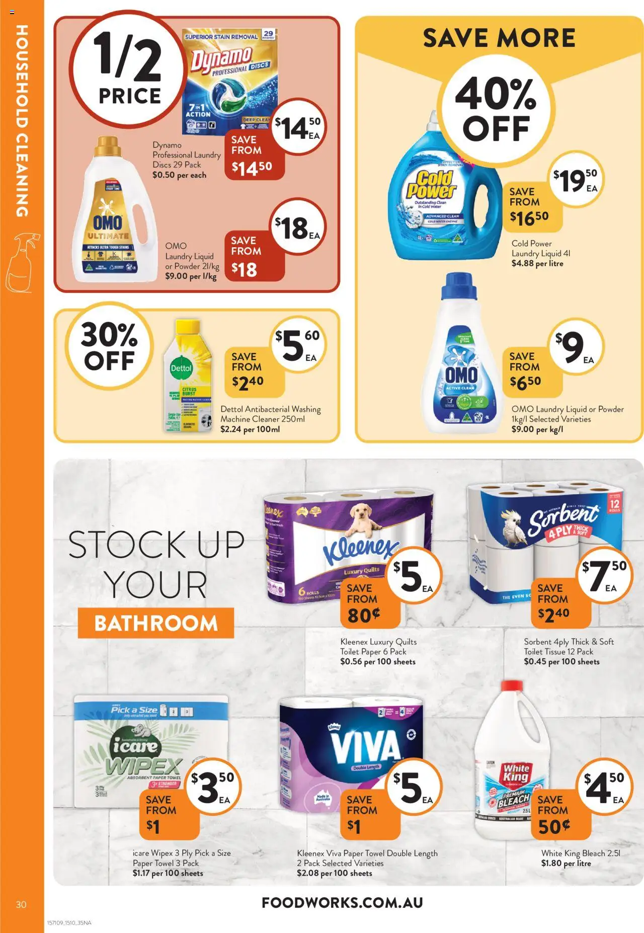 Foodworks catalogue - valid from 15.10.2025 | Page: 30 | Products: Cleaner, Toilet paper, Laundry, Bathroom