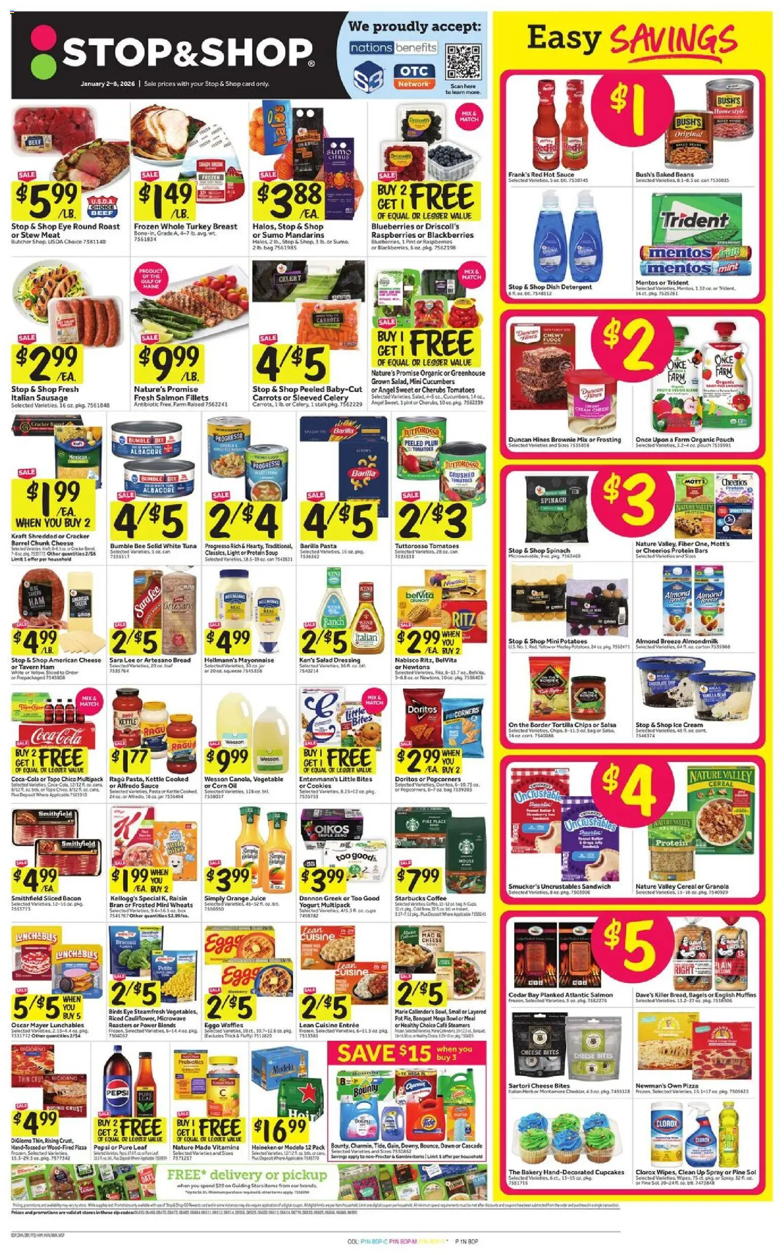 Stop & Shop Weekly Circular - CT - valid from 02.01.2026 | Page: 1 | Products: Mandarins, Beef, Detergent, Mayonnaise