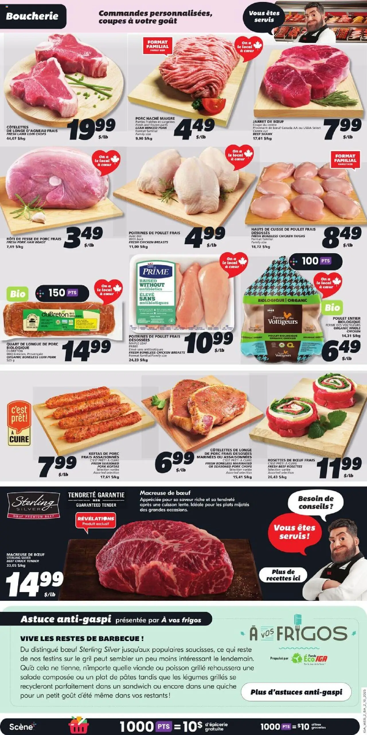 IGA flyer valid from 02.10.2025 | Page: 5 | Products: Beef, Chicken breasts, Chicken, Pork